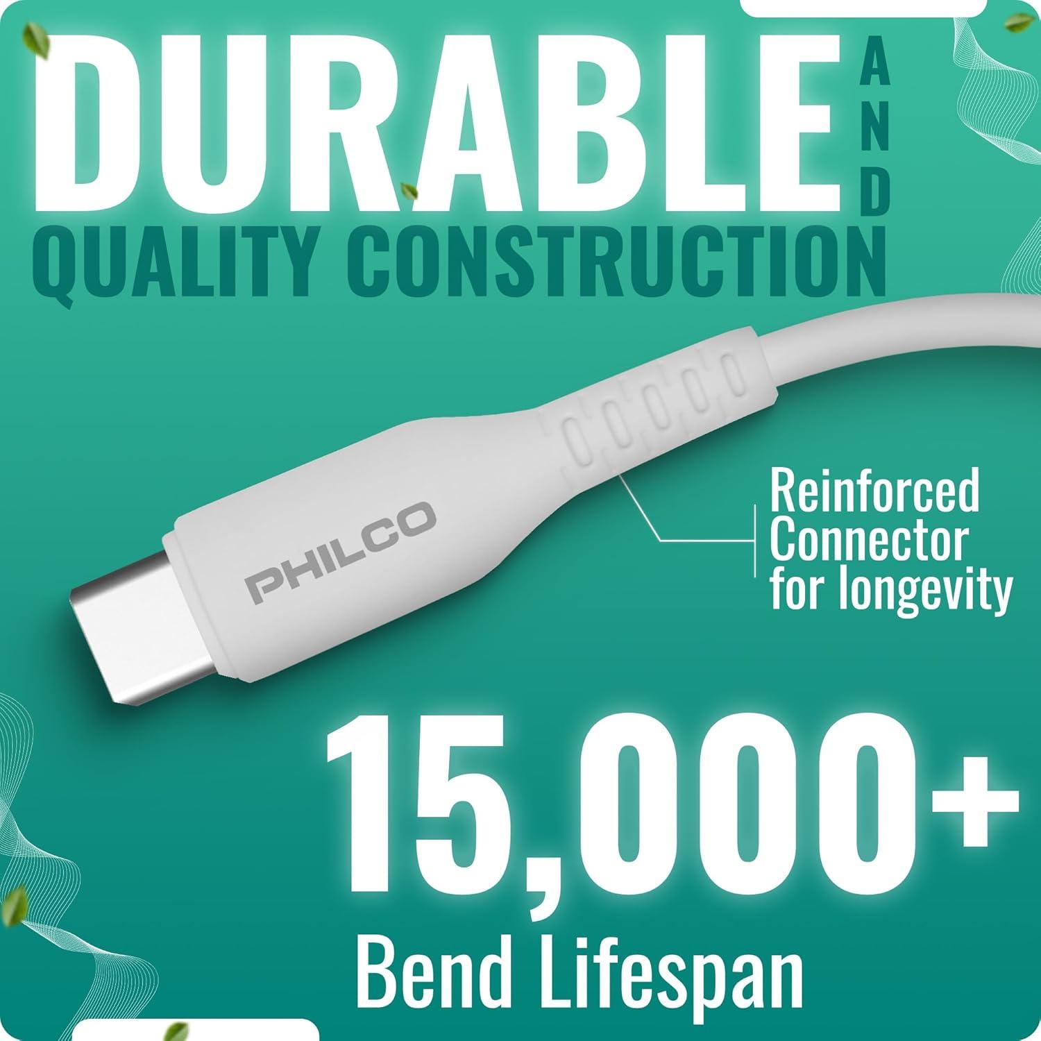 Cable USB C a USB C Philco 1.22m 100W Carga Rápida Silicona