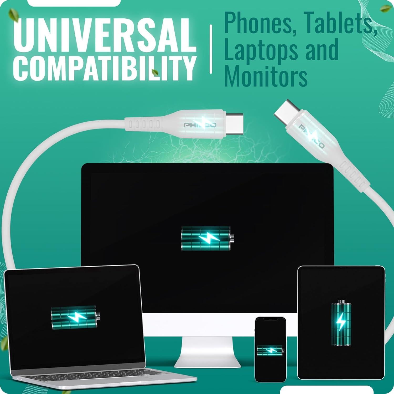 Cable USB C a USB C Philco 1.22m 100W Carga Rápida Silicona