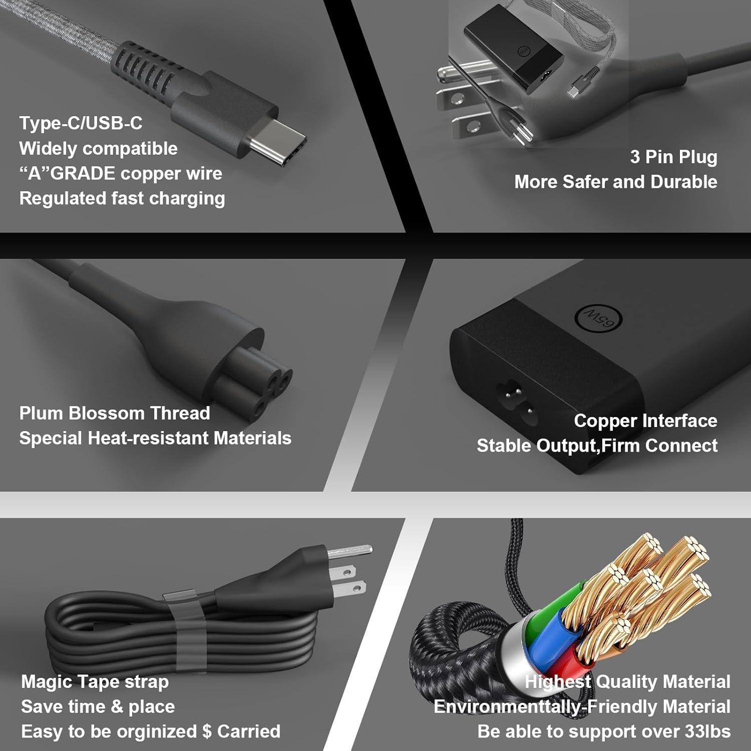 Cargador USB C 65W HBONY para HP Envy/Spectre/Elitebook