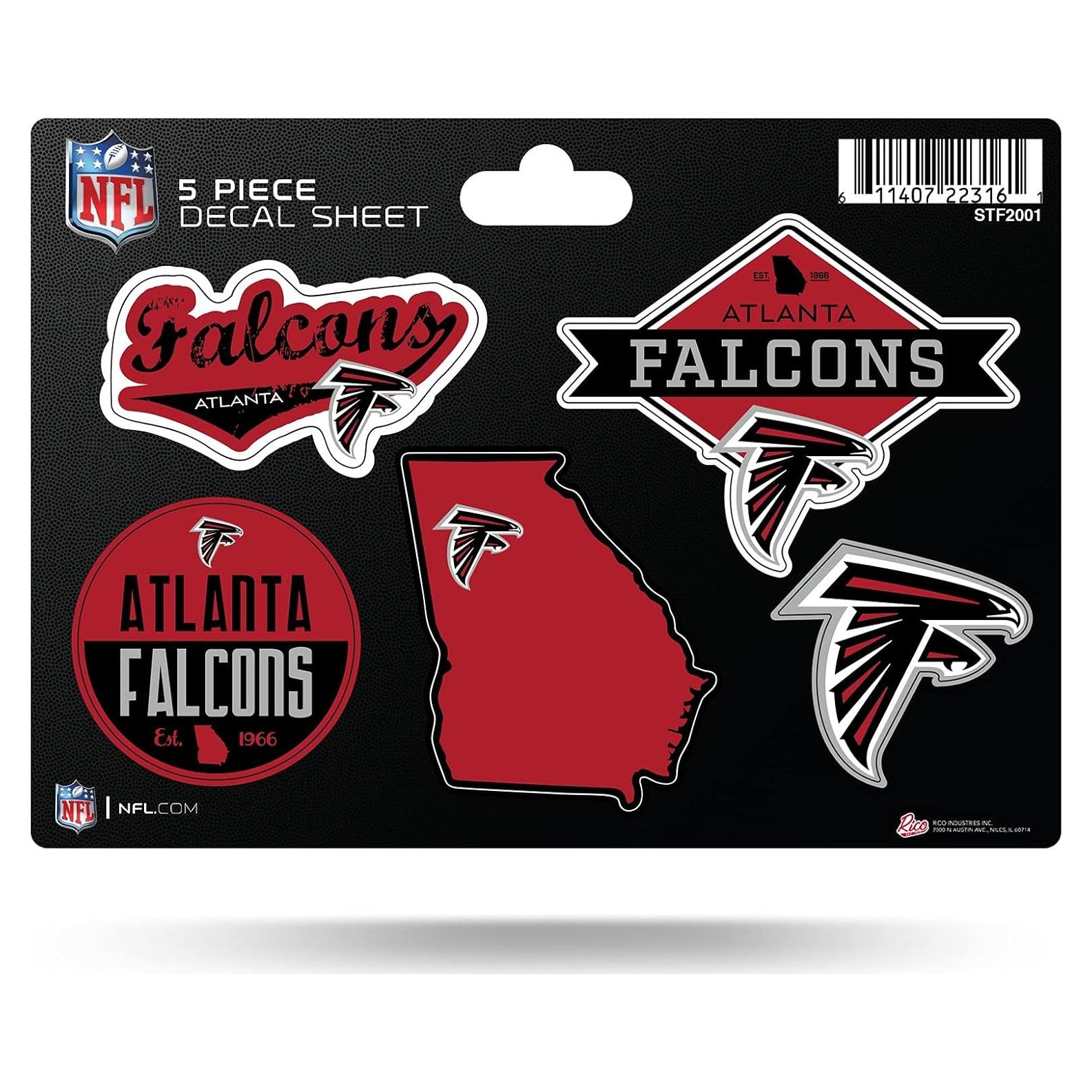Calcomanías Troqueladas NFL Rico Industries - Halcones de Atlanta - 5 Piezas