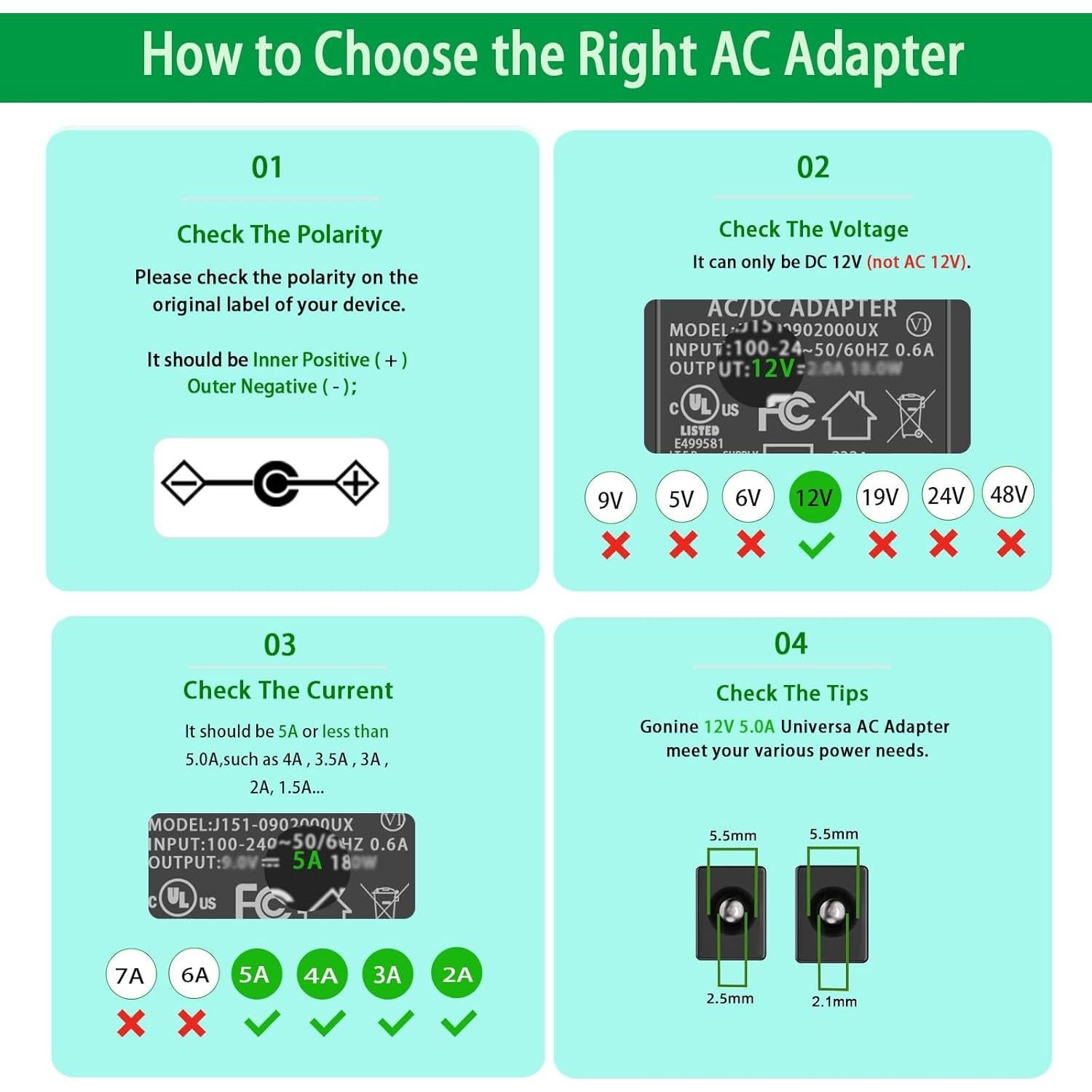 Adaptador de corriente 12V 5A fit-power para monitores AOC y Dell