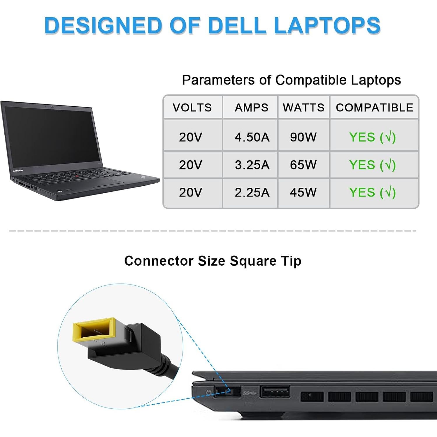 Cargador de coche VHBW 45W/65W/90W para Lenovo ThinkPad