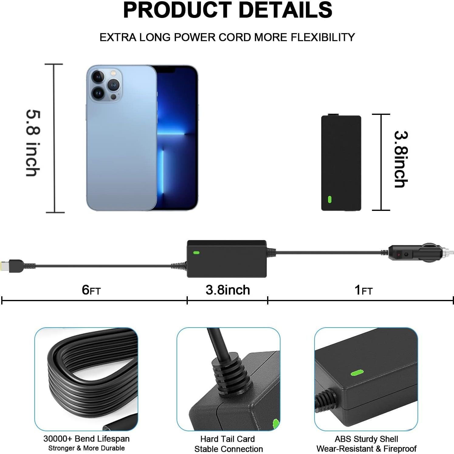 Cargador de coche VHBW 45W/65W/90W para Lenovo ThinkPad