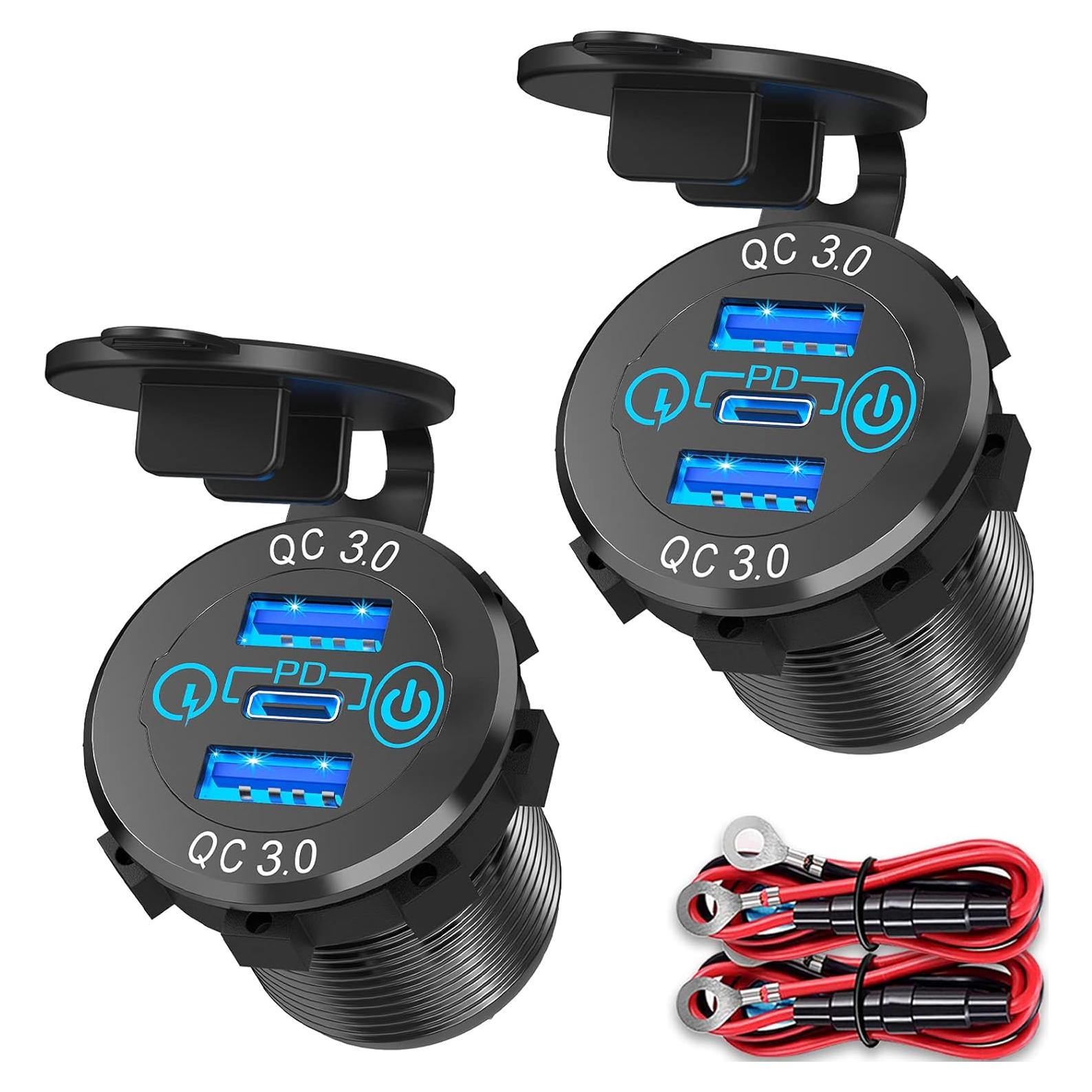 Cargador de coche USB-C Qidoe 12V 56W Doble QC3.0