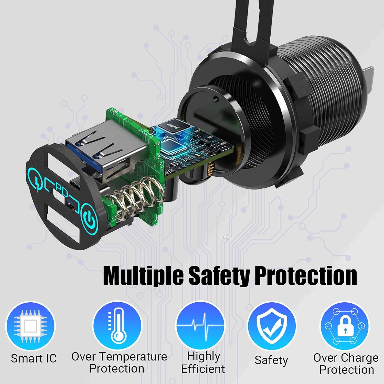 Cargador de coche USB-C Qidoe 12V 56W Doble QC3.0