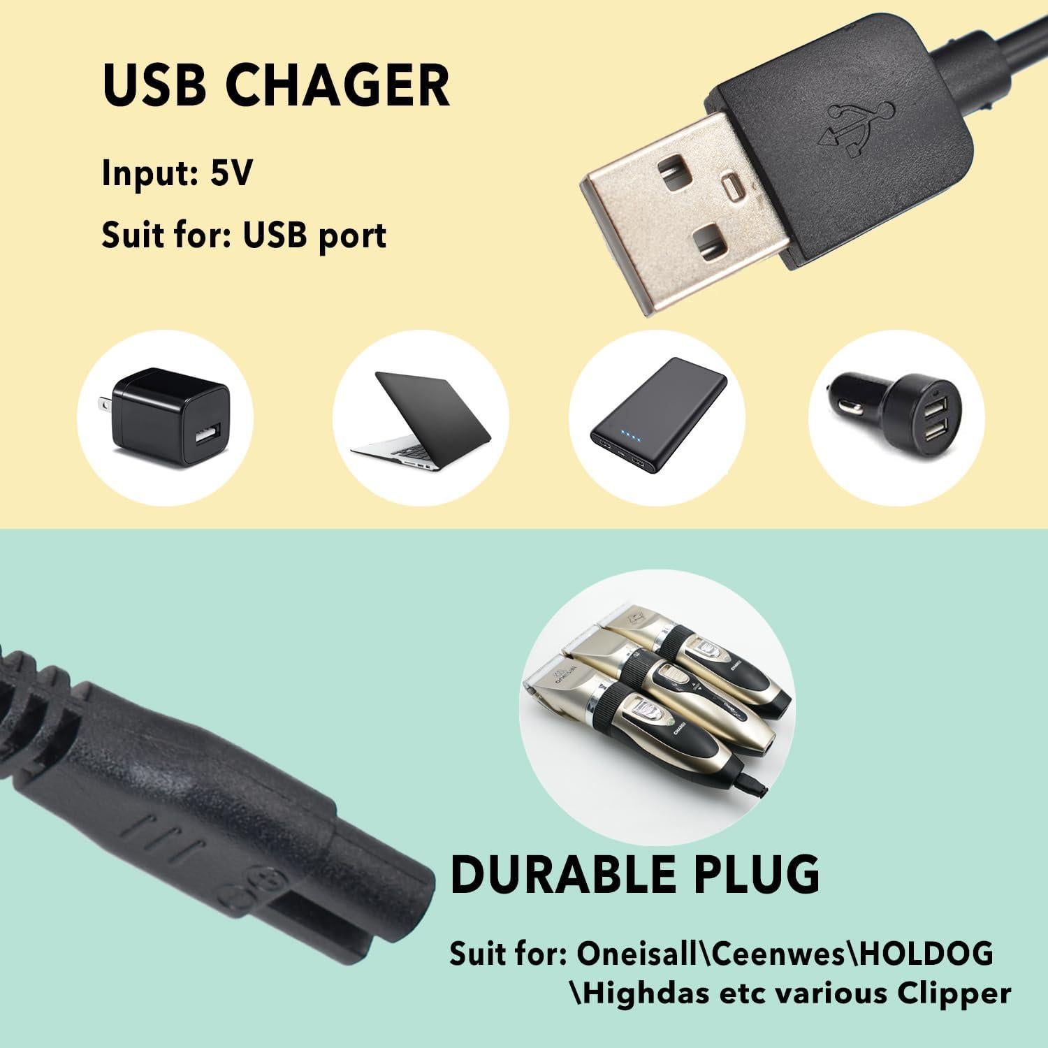 Cargador Universal USB Pinkind para Cortadoras de Cabello