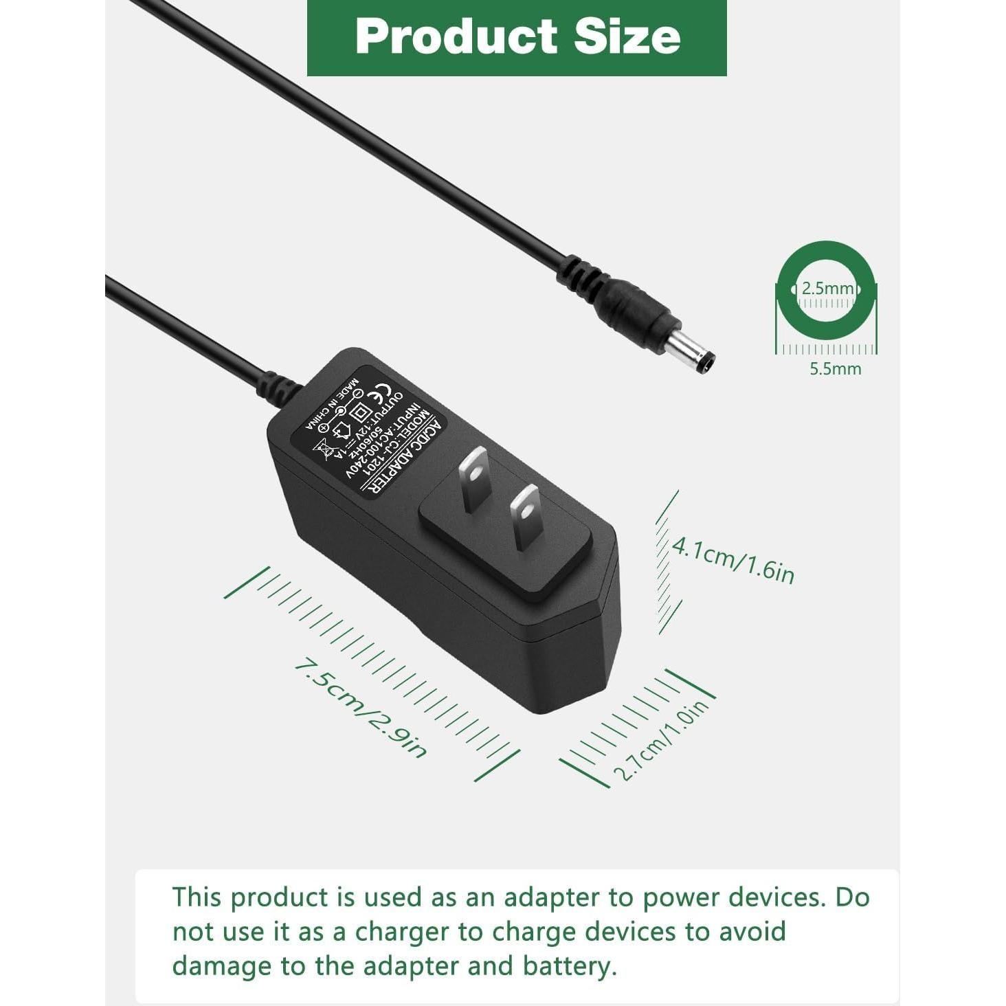 Adaptador de Corriente 12V 1A JOVNO con Conector DC 5.5x2.5mm
