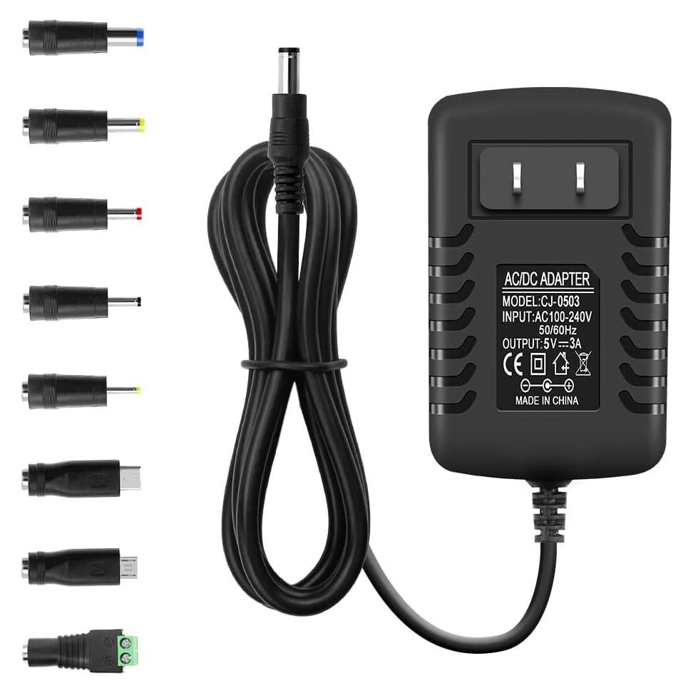 Adaptador de Alimentación AC/DC 5V 3A 15W con 8 Puntas