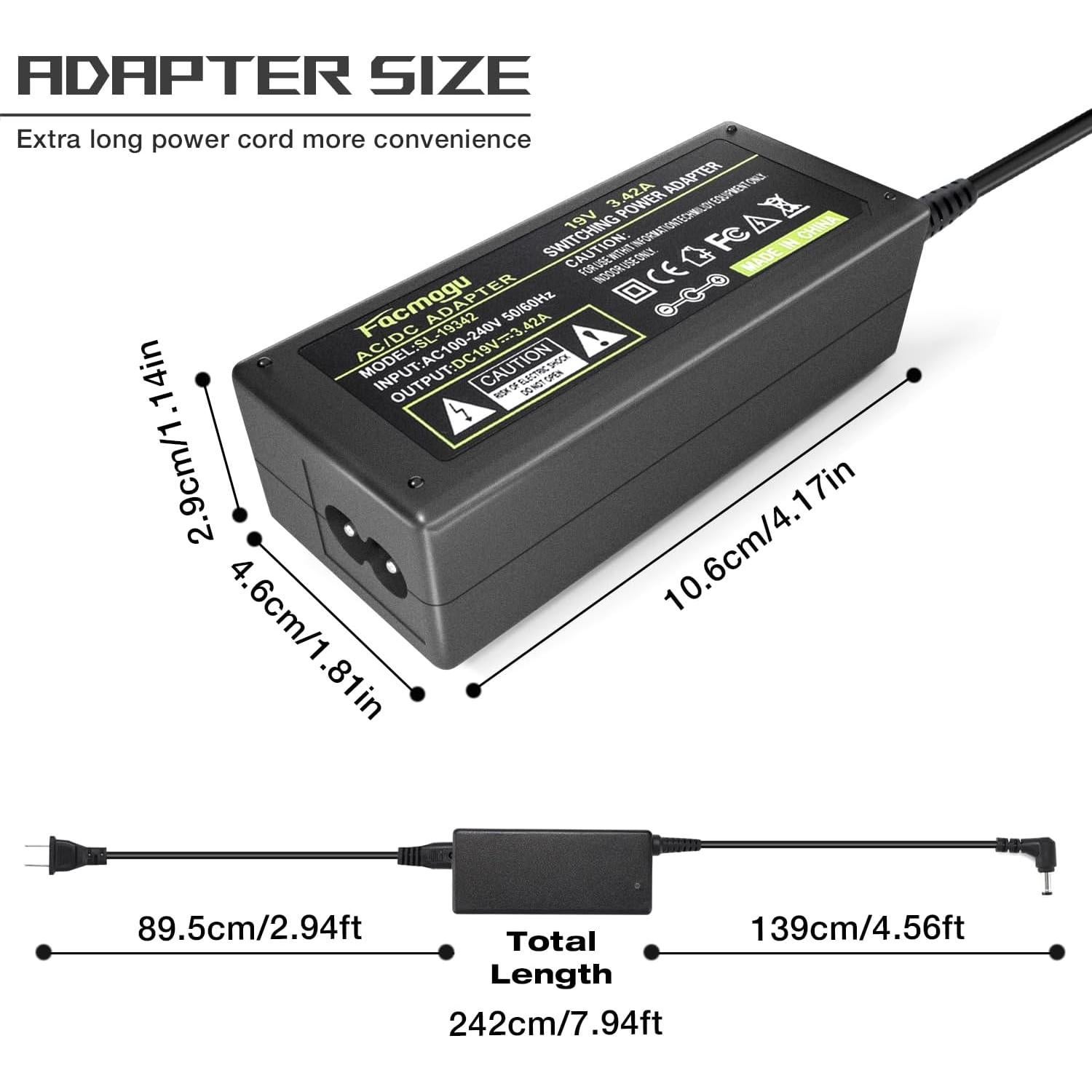 Fuente de Alimentación Mo-gu 19V 3.42A 65W Adaptador AC a DC