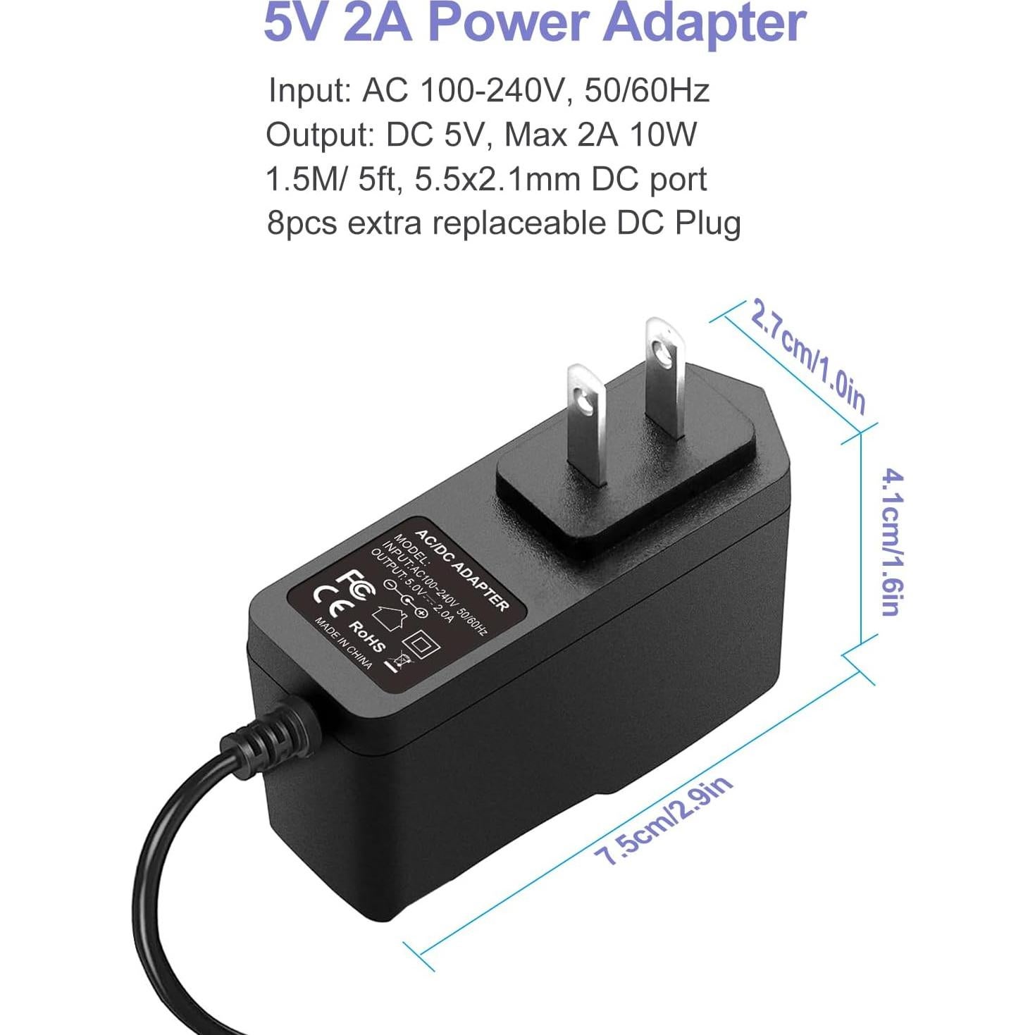 Adaptador de corriente 5V 2A iCreatin con 8 puntas DC
