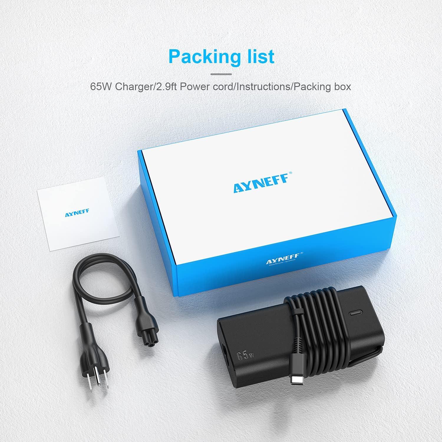 Cargador USB-C 65W AYNEFF A1756 para Laptops HP Lenovo Dell