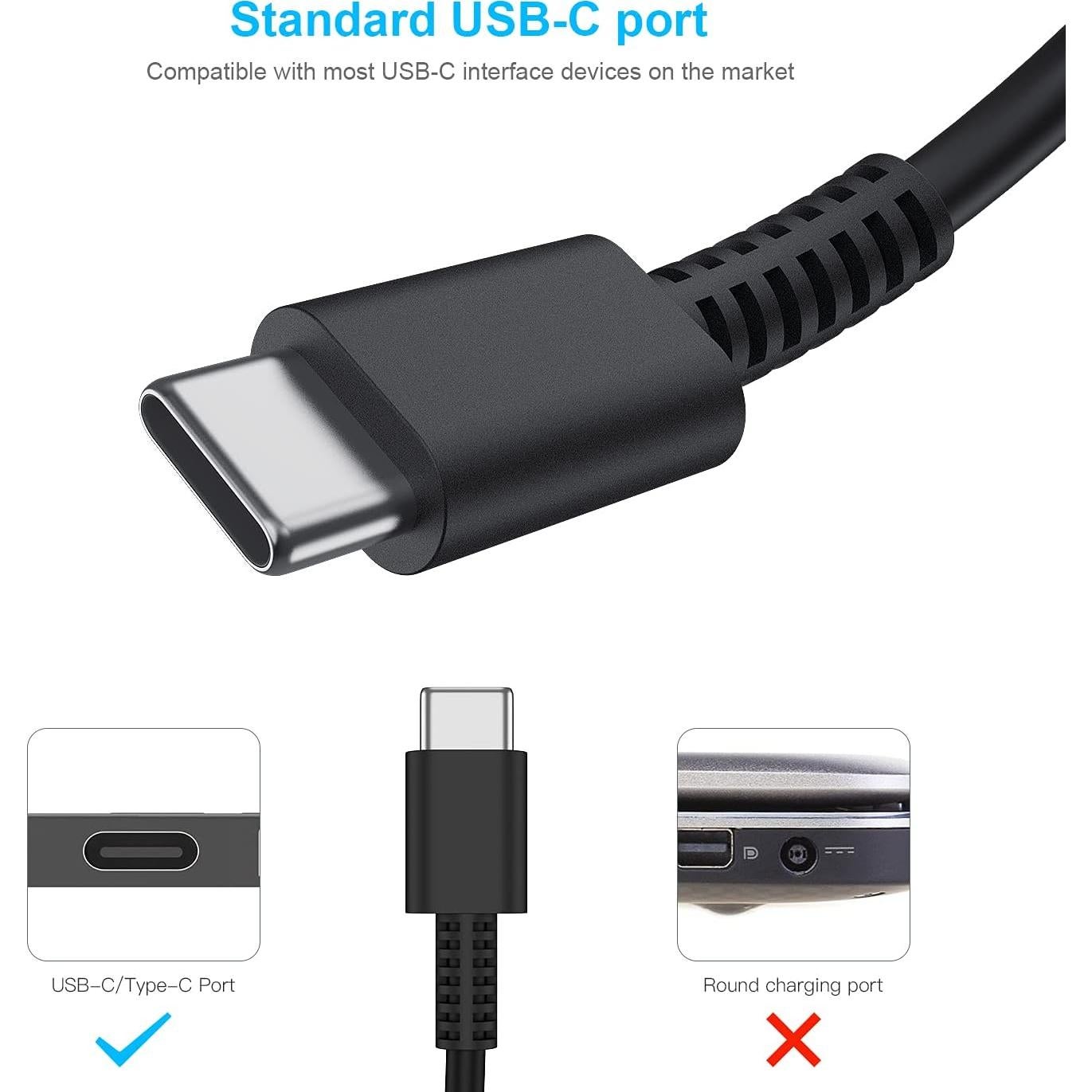 Cargador USB-C 65W AYNEFF A1756 para Laptops HP Lenovo Dell