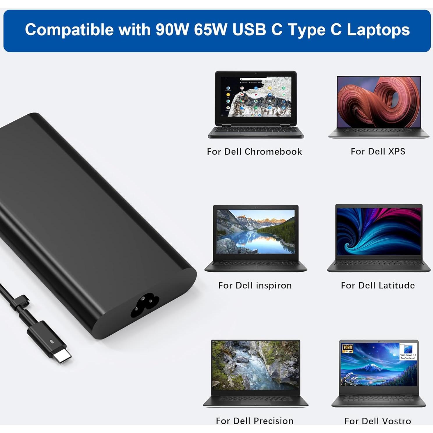 Cargador USB-C 90W Dell para Laptop XPS y Latitude