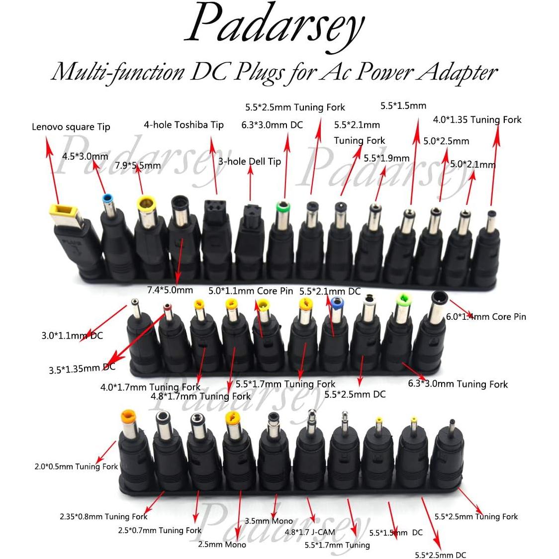 Cargador Adaptador AC Universal Padarsey 96W 34 Puntas 12-24V