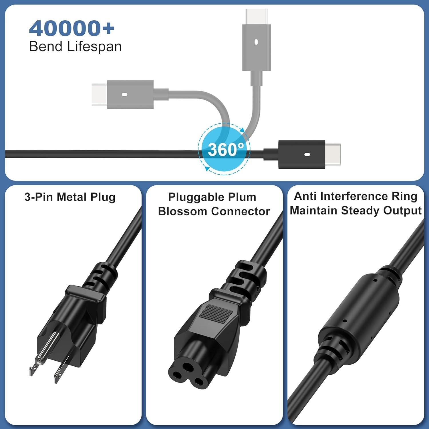 Cargador USB C 130W QIOUZW Compatible con Dell XPS y Latitude
