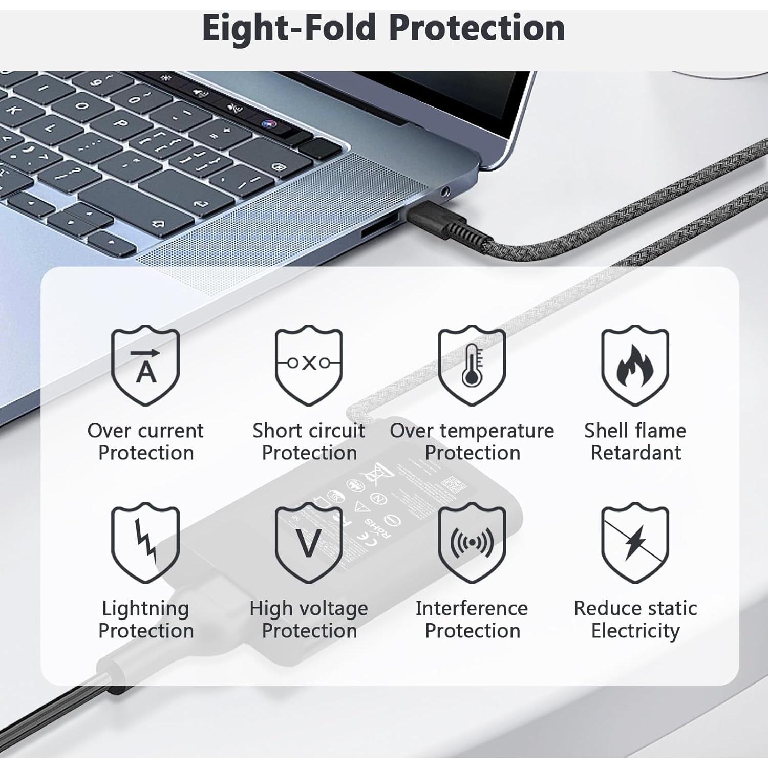 Cargador USB C 65W JEIBAO para HP Chromebook y EliteBook