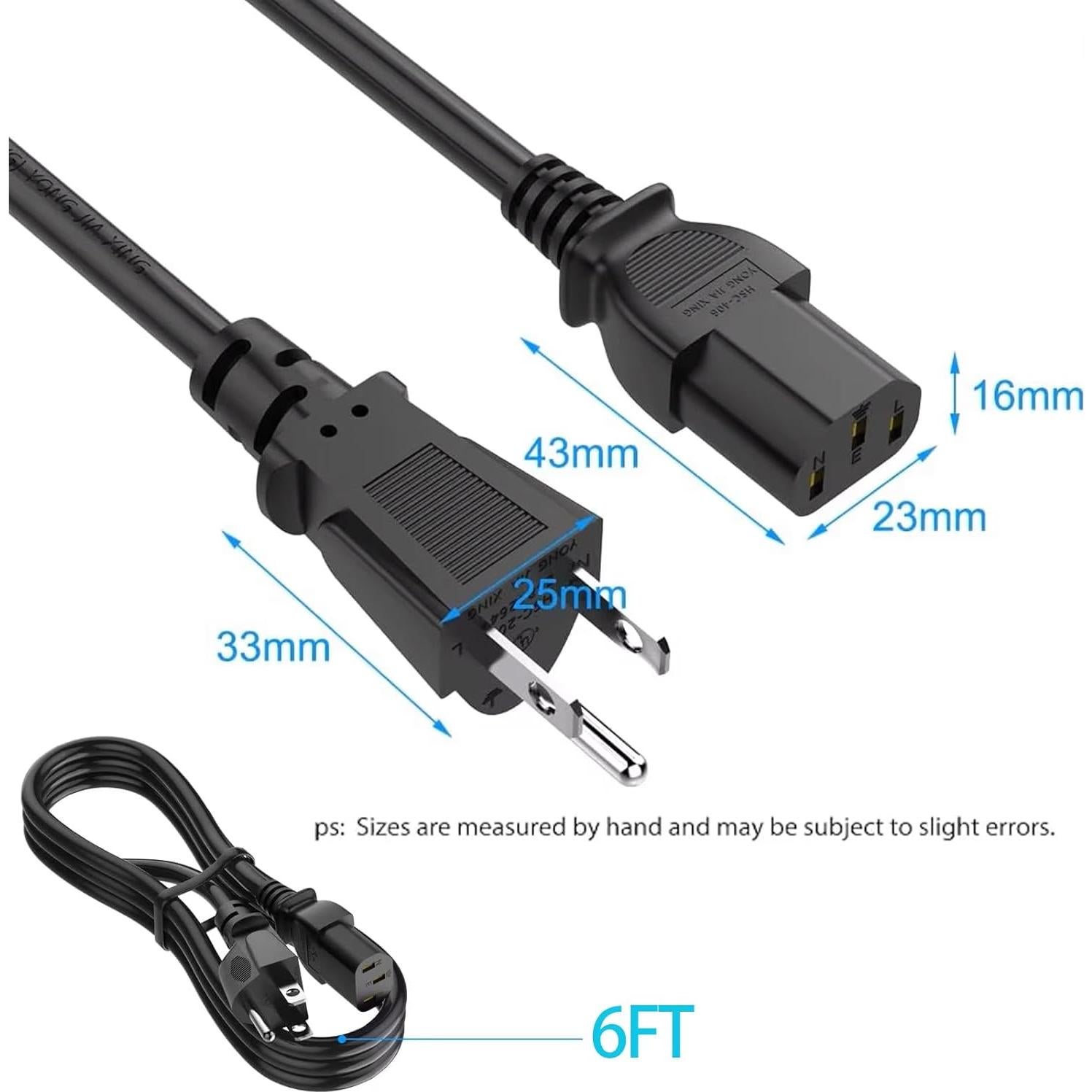 Cable de Alimentación AC 1.83m 18AWG para TV y Cintas de Correr