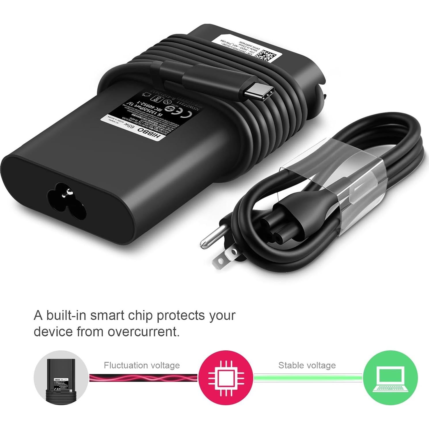 Cargador USB-C 65W HIBBO para Laptop HP y Dell