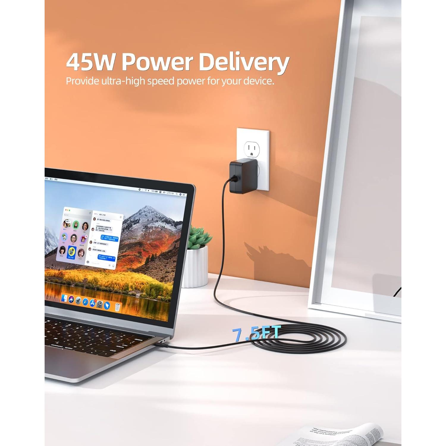 Cargador USB Tipo C 45W Nicpower para Samsung Chromebook