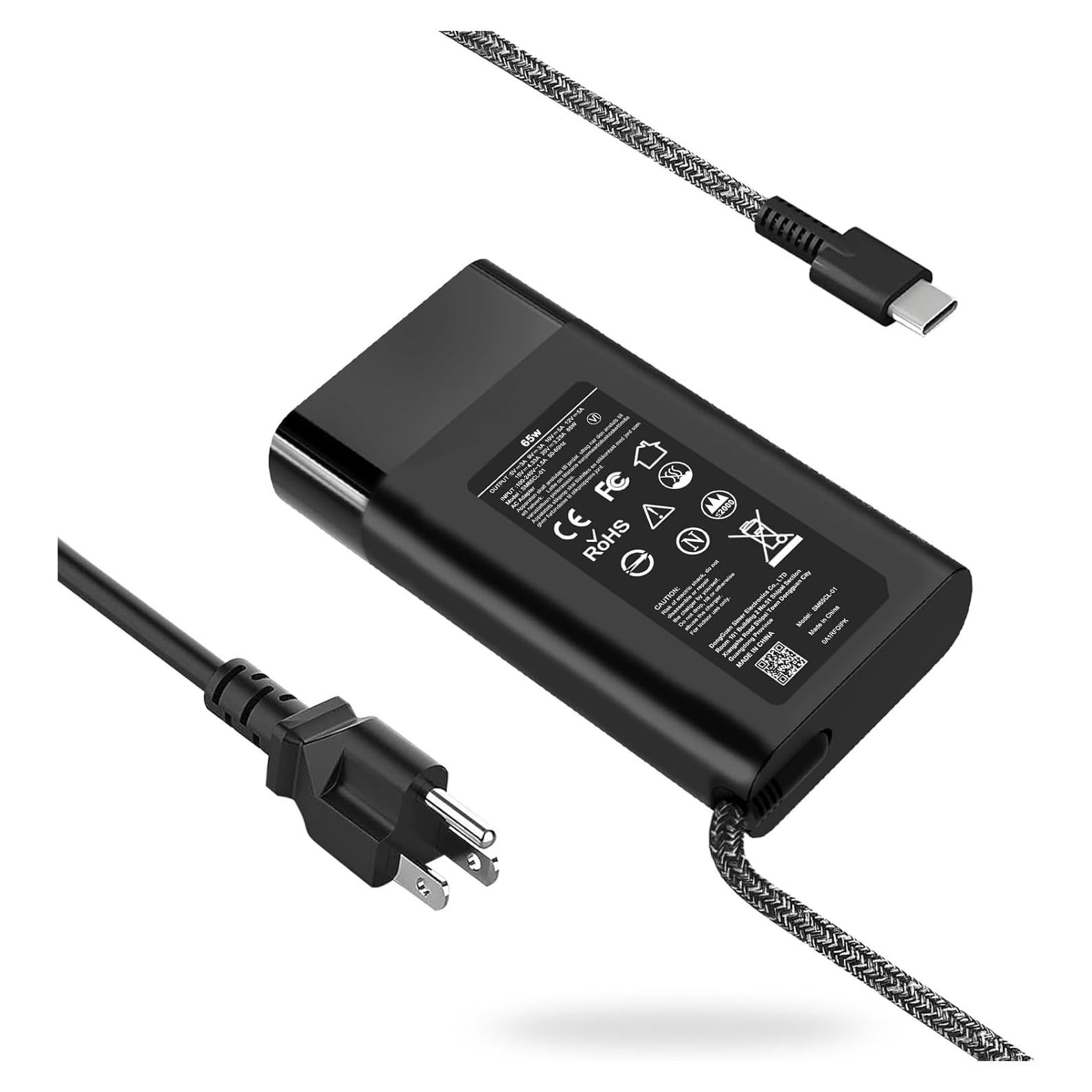 Cargador USB C 65W SiKER para Laptop HP - Compatible con Spectre, Chromebook