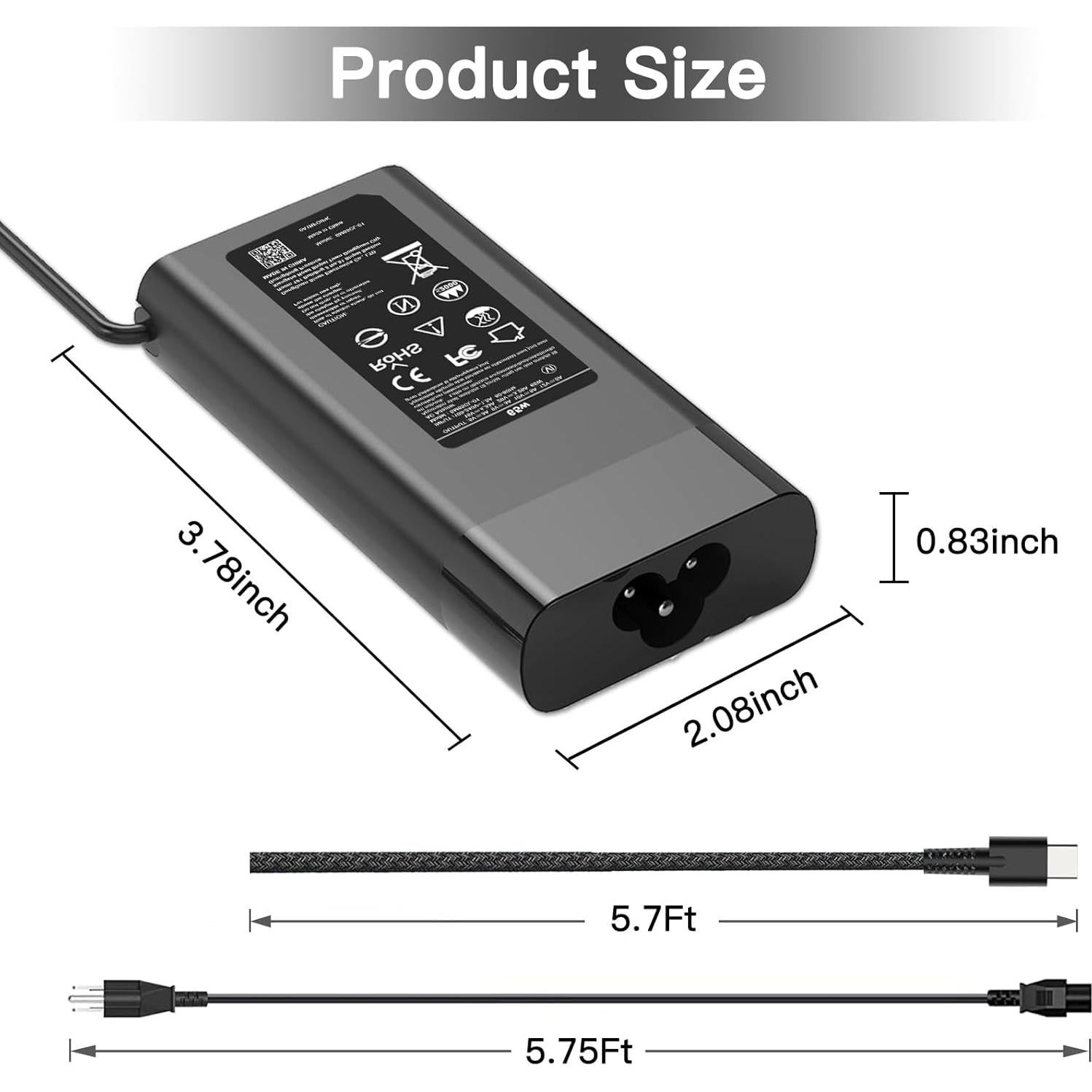 Cargador USB C 65W SiKER para Laptop HP - Compatible con Spectre, Chromebook