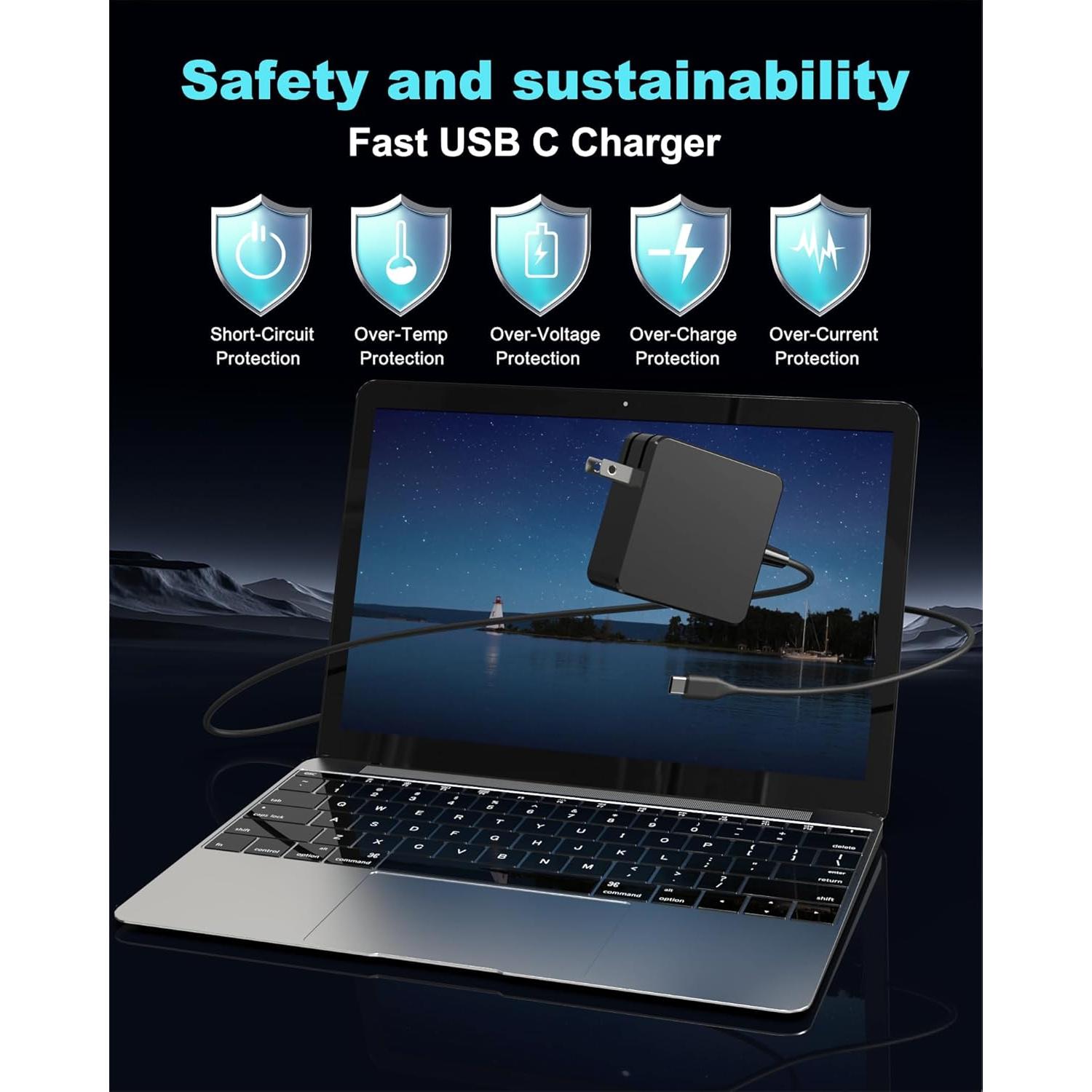 Cargador USB C 65W para Laptop Asus Zenbook y Surface Pro