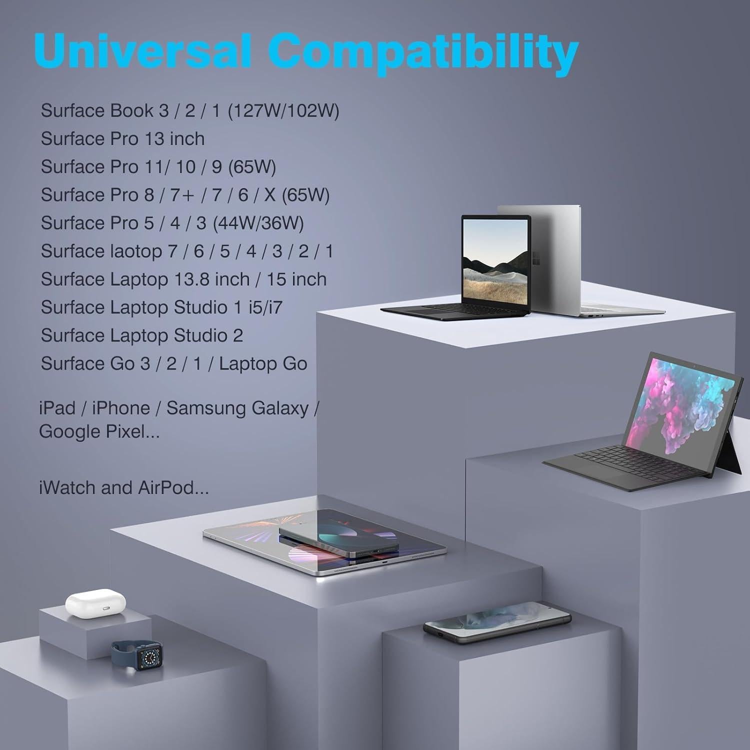 Cargador 127W MARSDOCK para Microsoft Surface Book 3/2/1