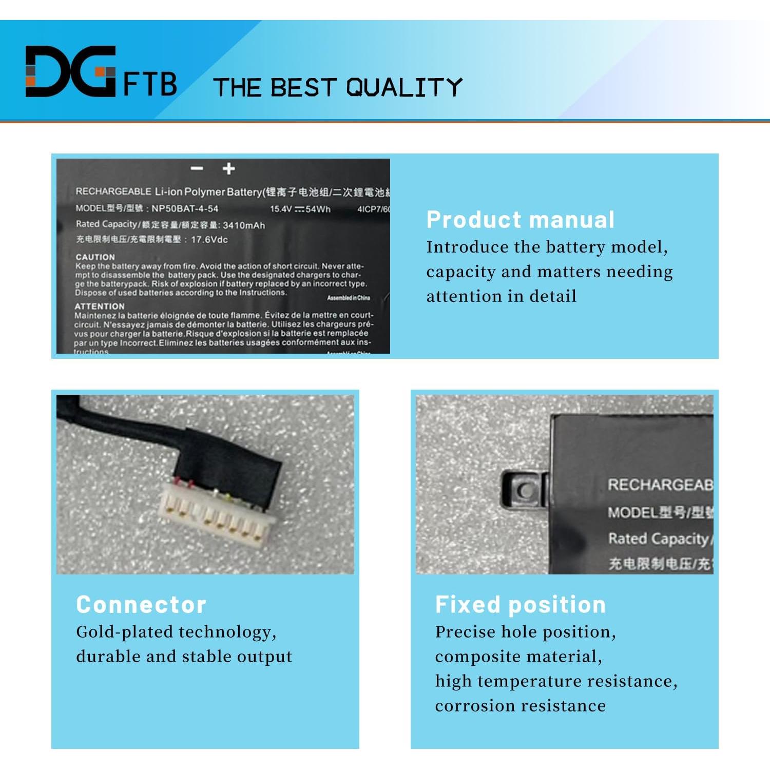 Batería de Reemplazo DGFTB NP50BAT-4-54 para Clevo 15.4V 54Wh