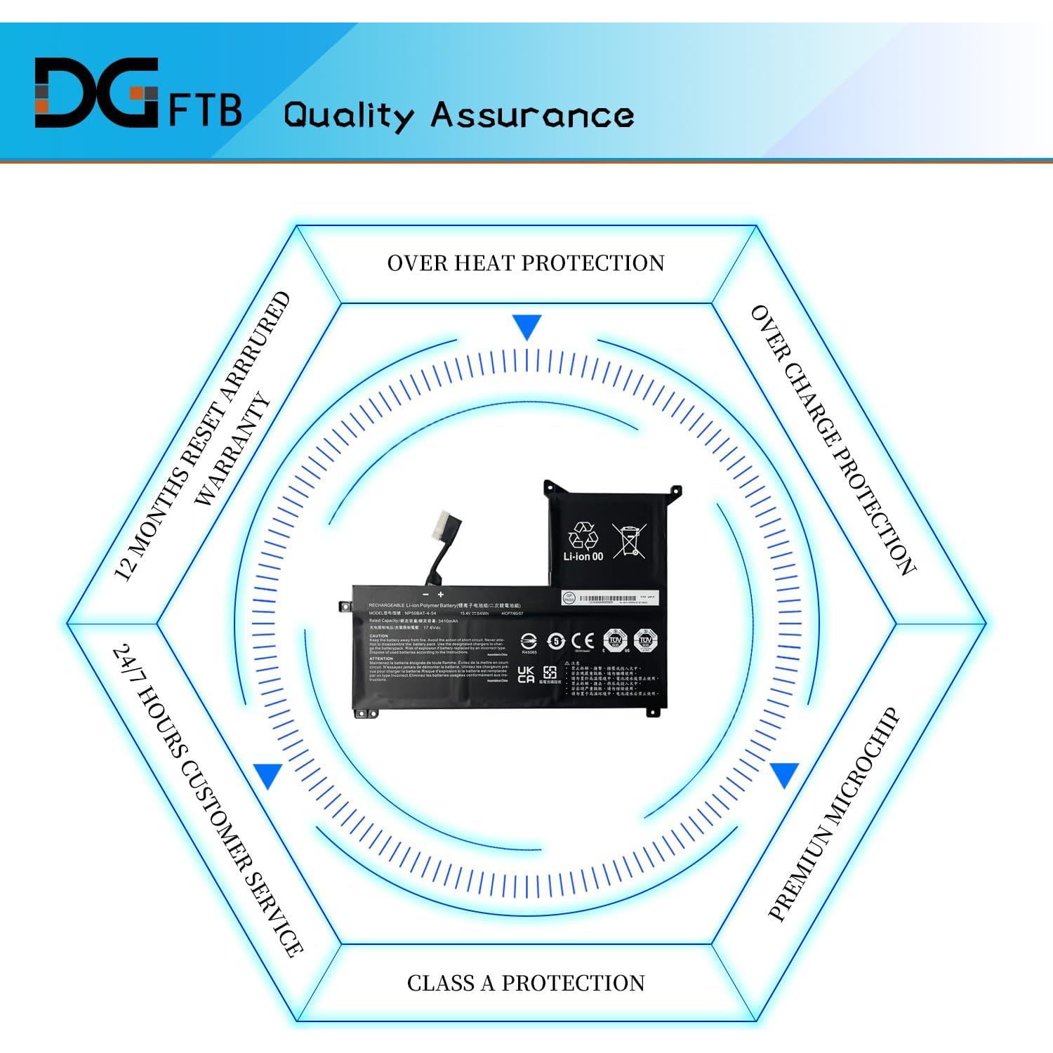 Batería de Reemplazo DGFTB NP50BAT-4-54 para Clevo 15.4V 54Wh