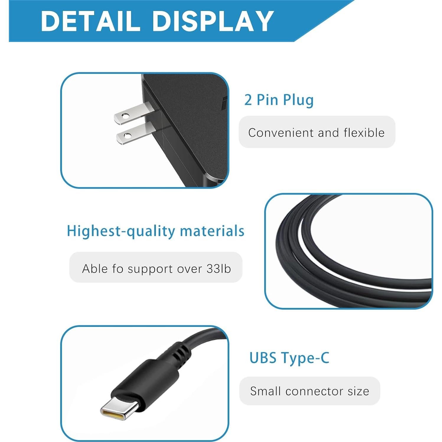 Cargador USB-C 65W VRAVEK para Asus ZenBook y Chromebook
