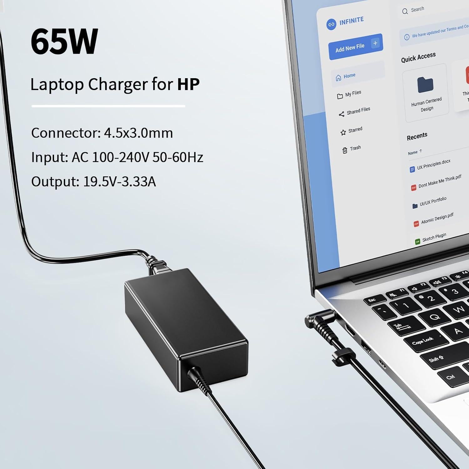 Cargador de Laptop 65W HP - Adaptador AC 19.5V 3.33A