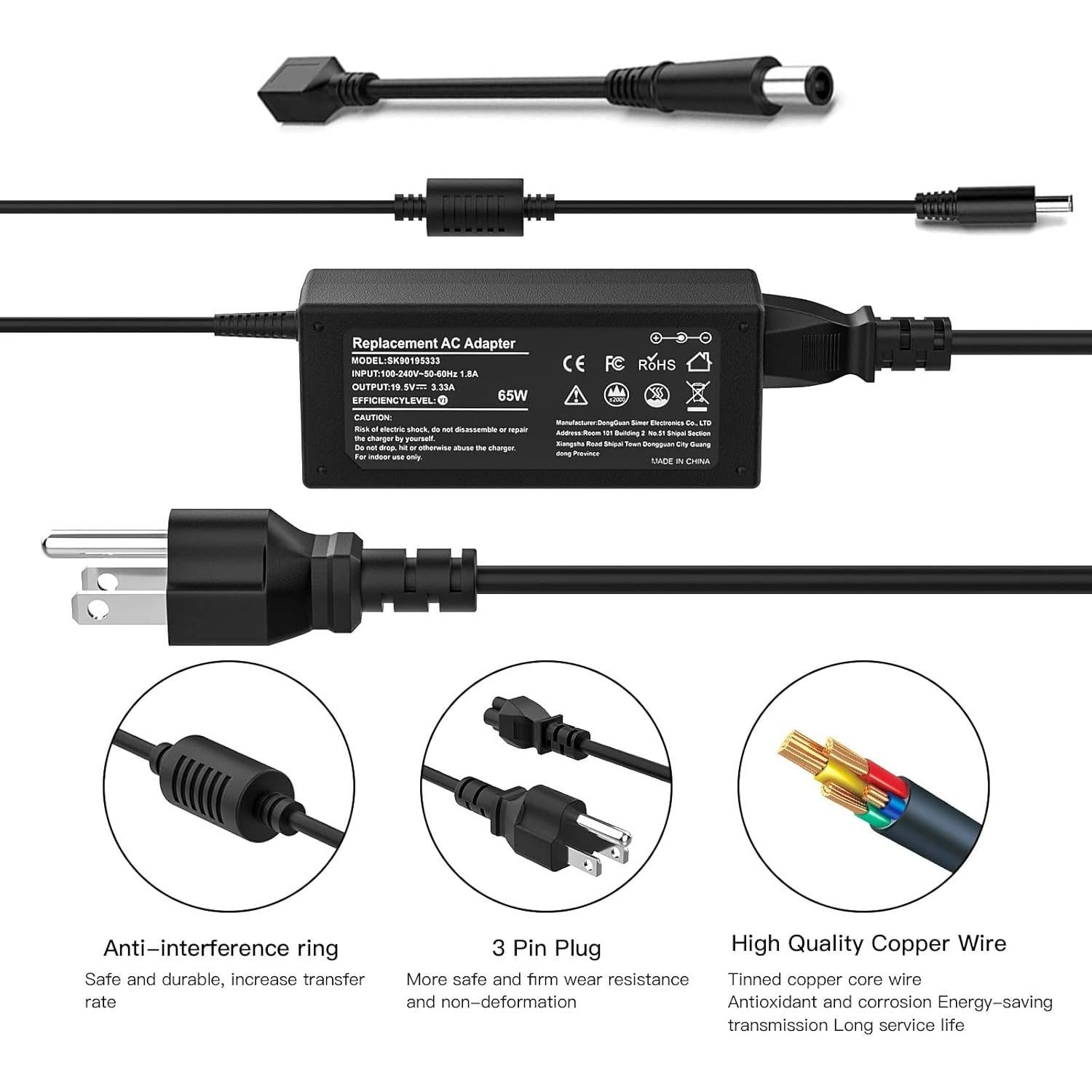 Cargador de Laptop 65W FRIBUG para Dell Inspiron 11-17