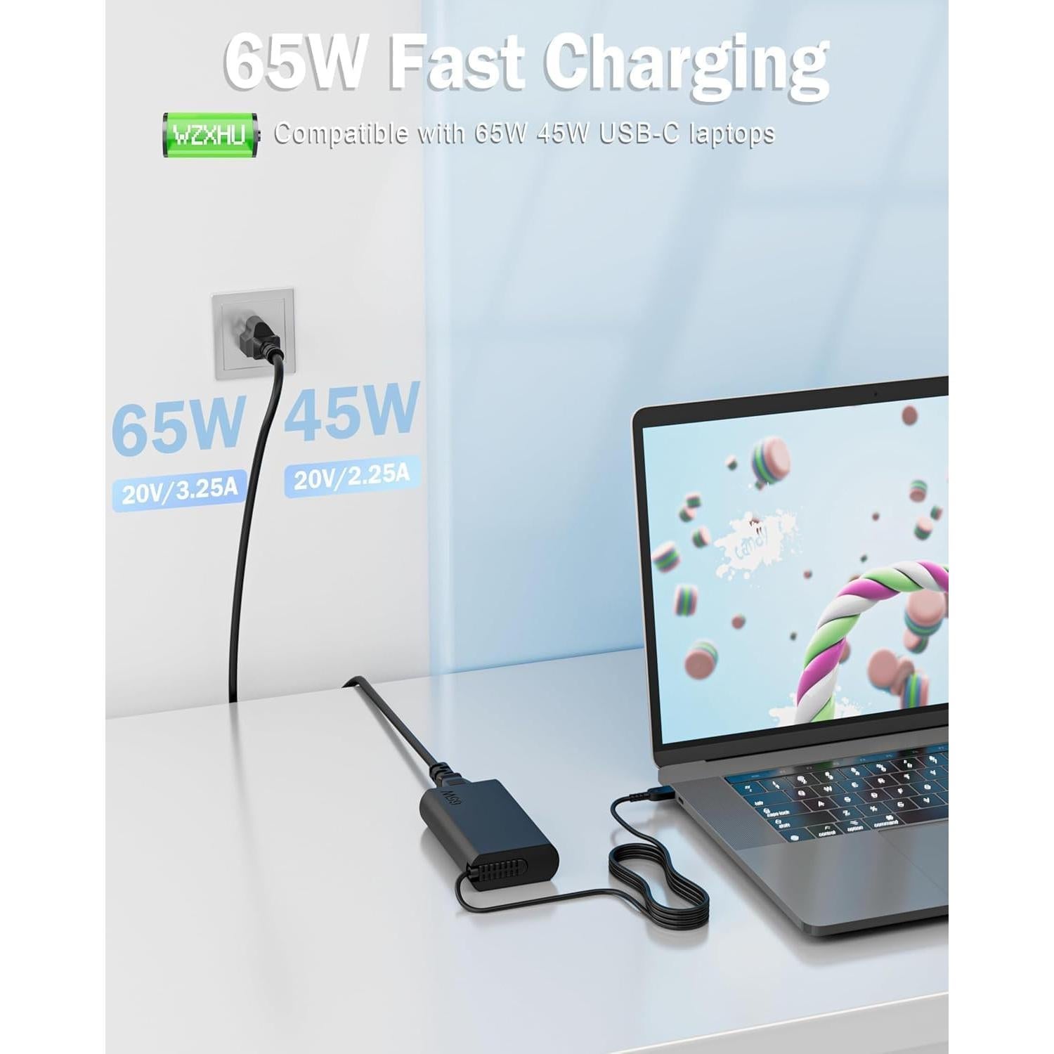 Cargador USB C 65W WZXHU para Laptop Lenovo ThinkPad Yoga