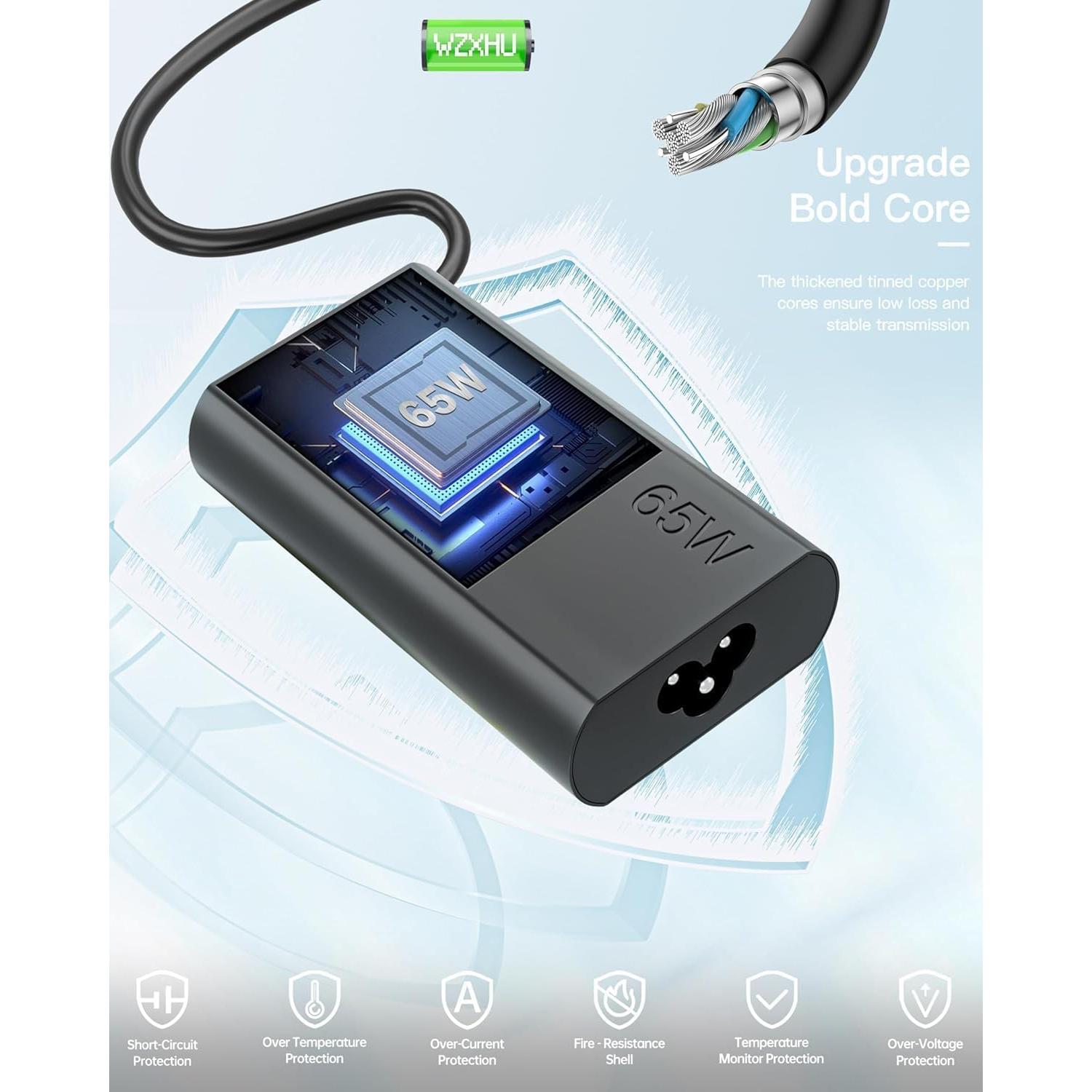 Cargador USB C 65W WZXHU para Laptop Lenovo ThinkPad Yoga