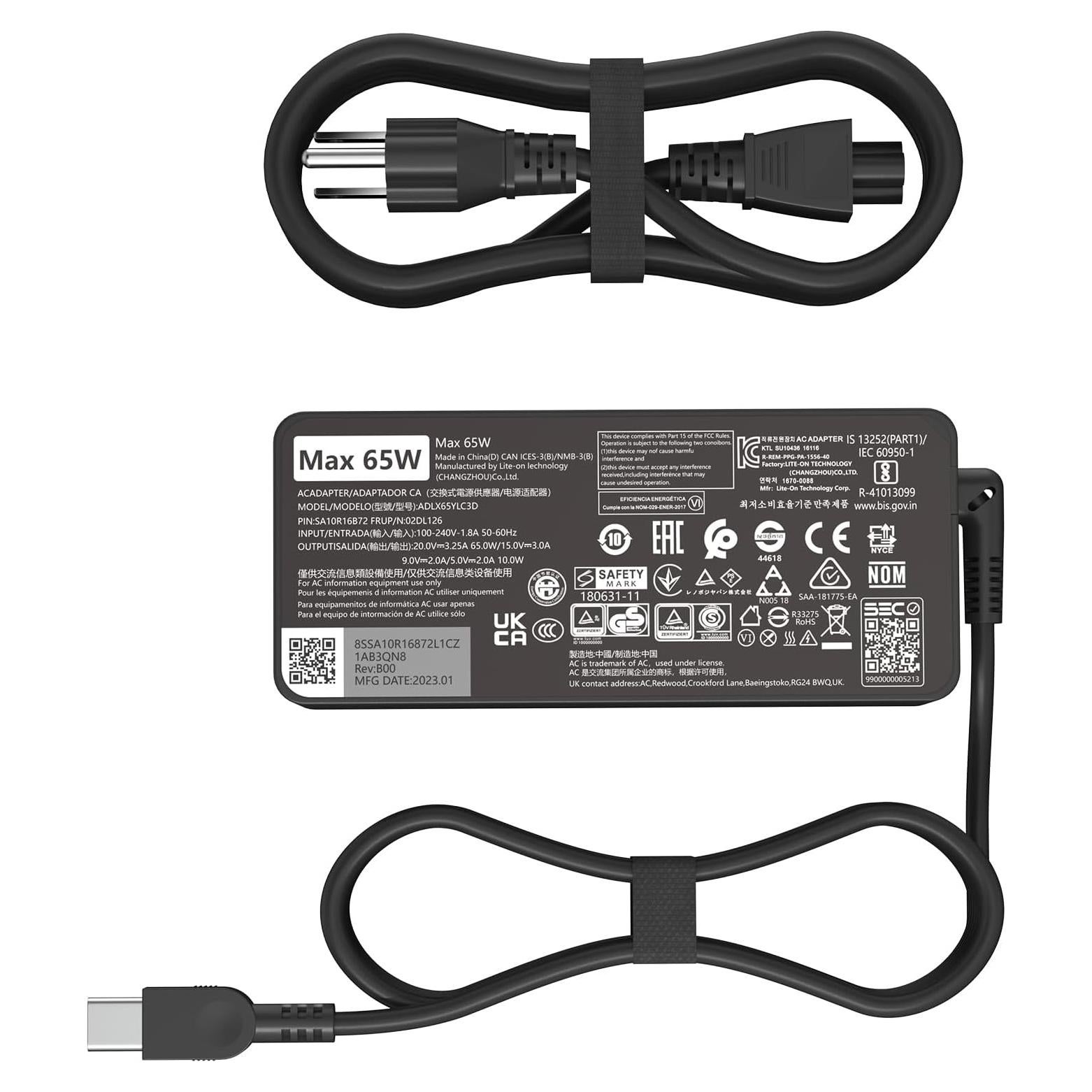 Cargador AC USB C 65W Lenovo ThinkPad ThinkBook Adaptador