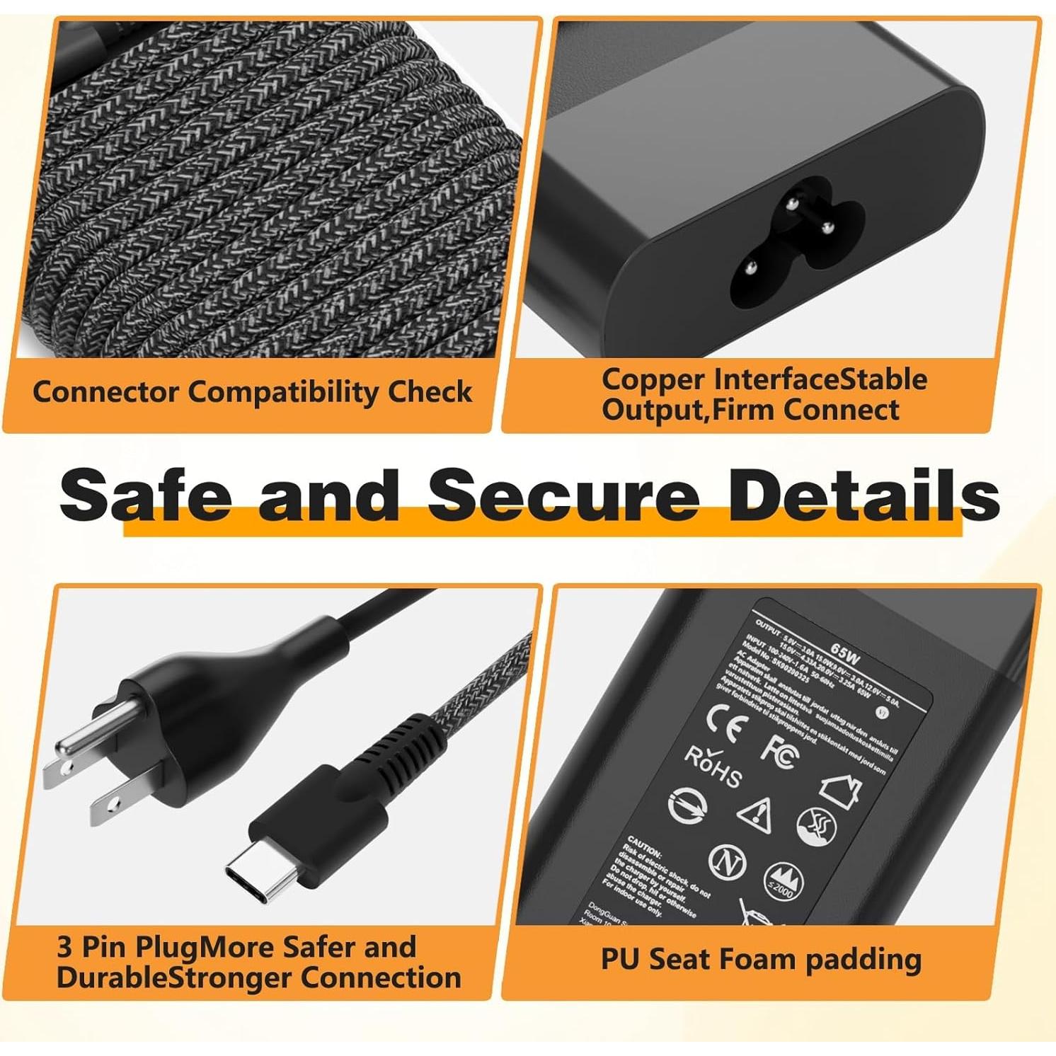 Cargador USB C 65W Lenovo Thinkpad Yoga Chromebook Adaptador