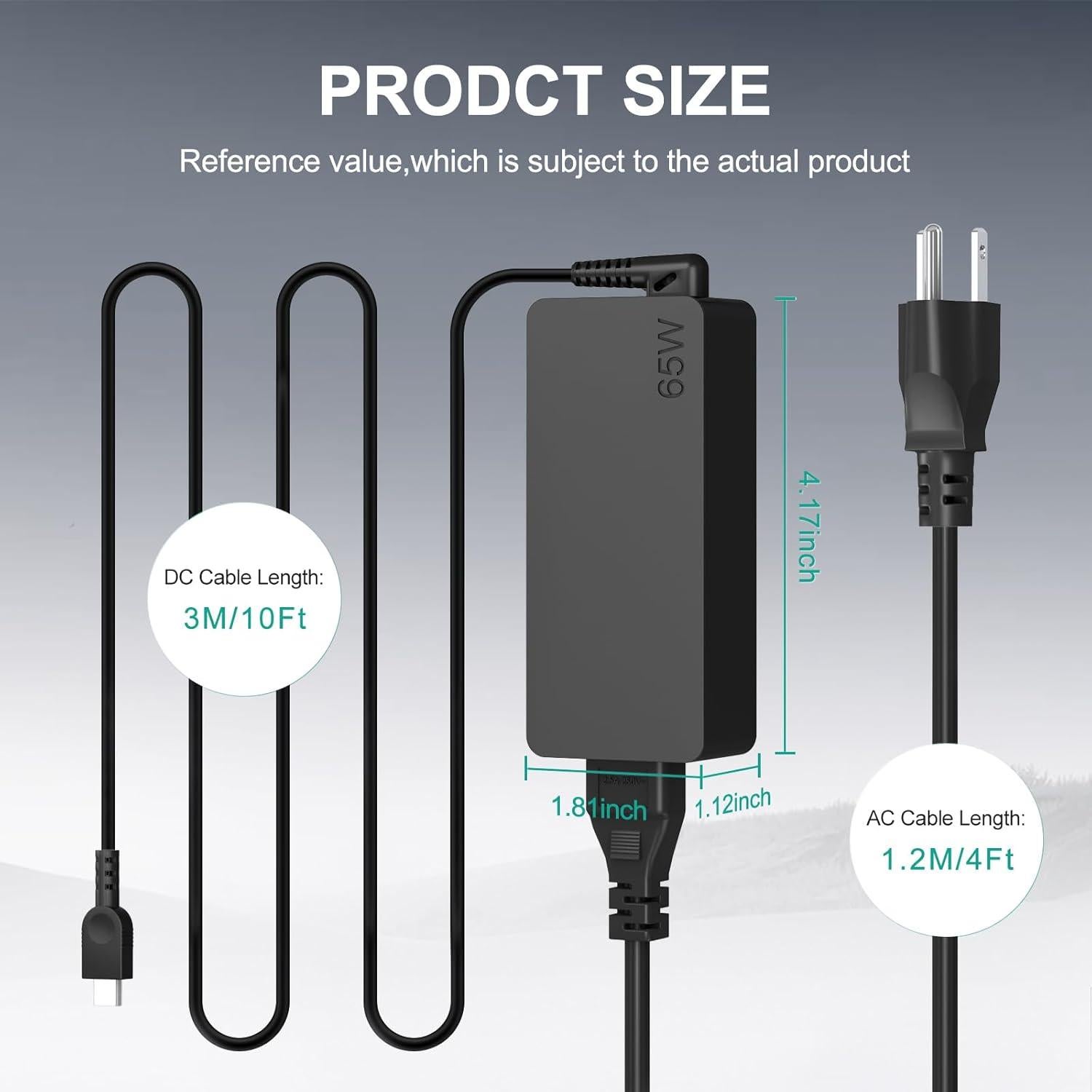 Cargador USB C 65W Compatible con Lenovo Yoga y Thinkpad