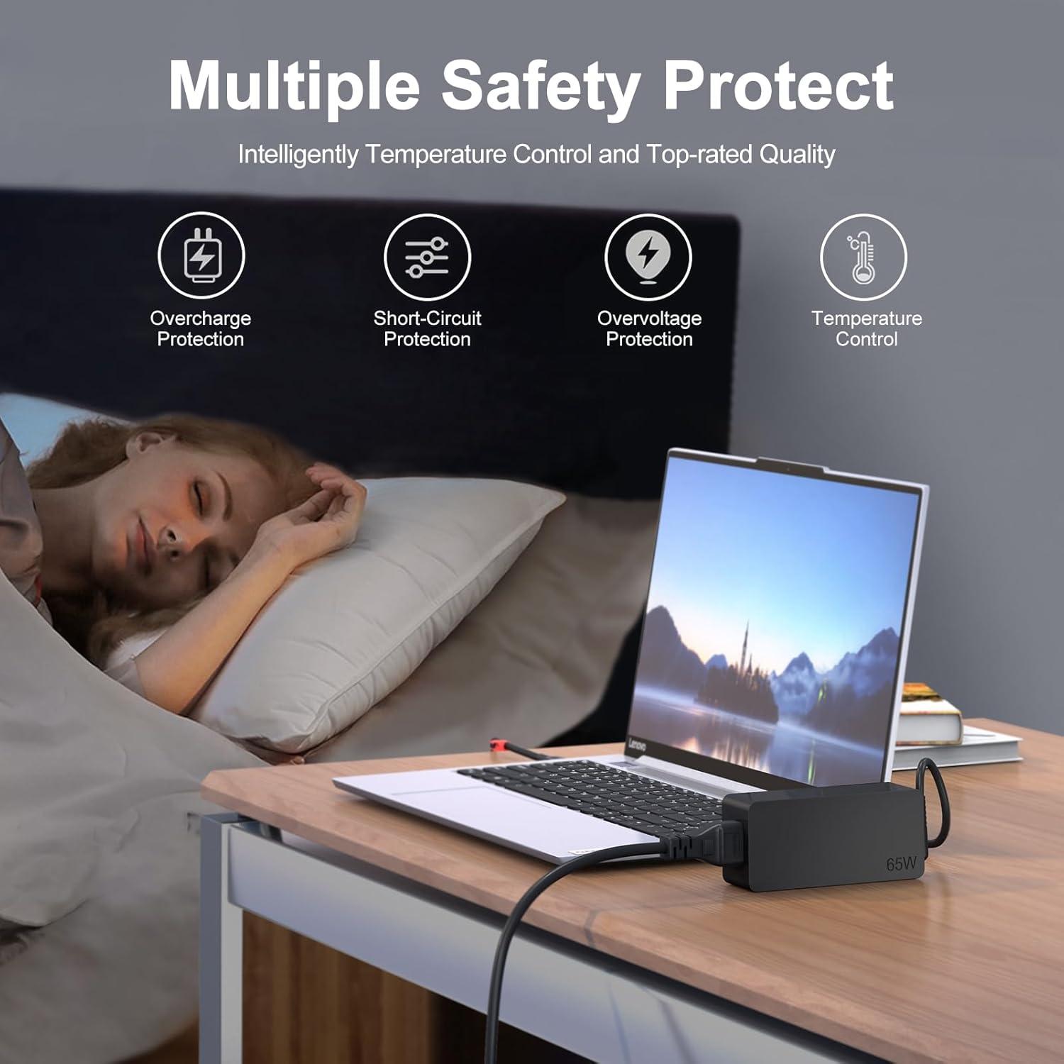 Cargador USB C 65W Compatible con Lenovo Yoga y Thinkpad