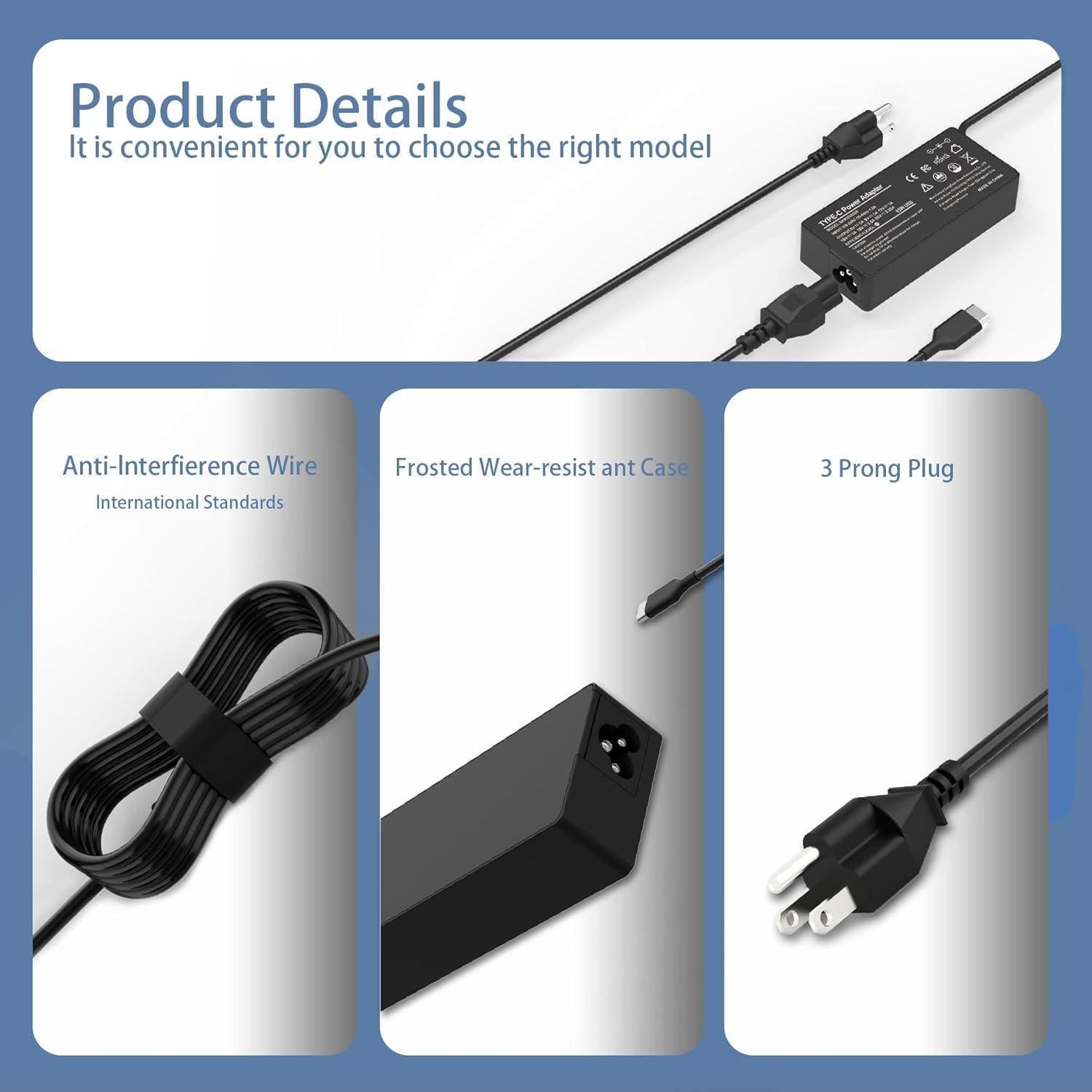 Cargador USB C 65W BULL-TECH para Lenovo ThinkPad y Chromebook