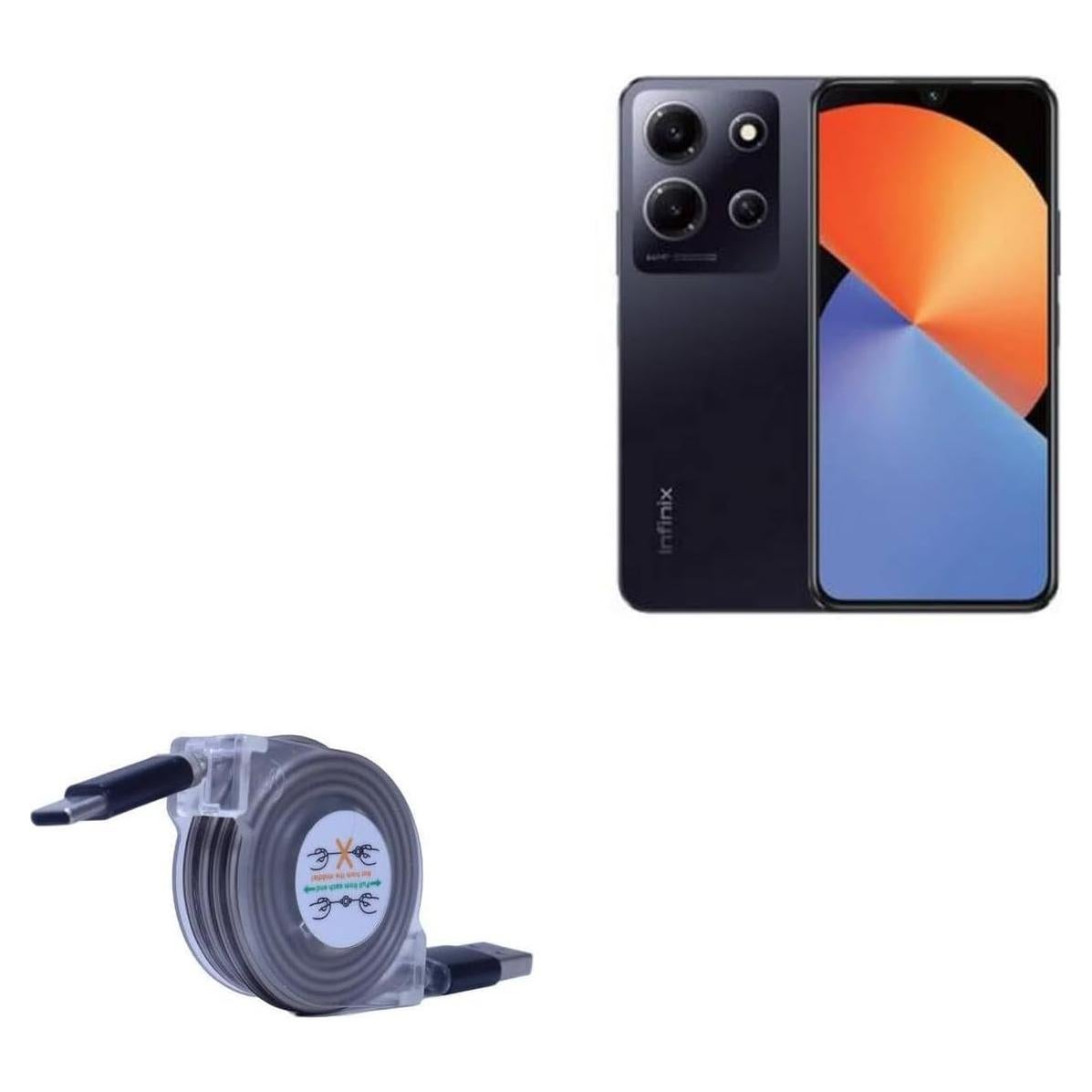 Cable Retráctil BoxWave USB-A a USB Tipo-C Infinix Note 30i