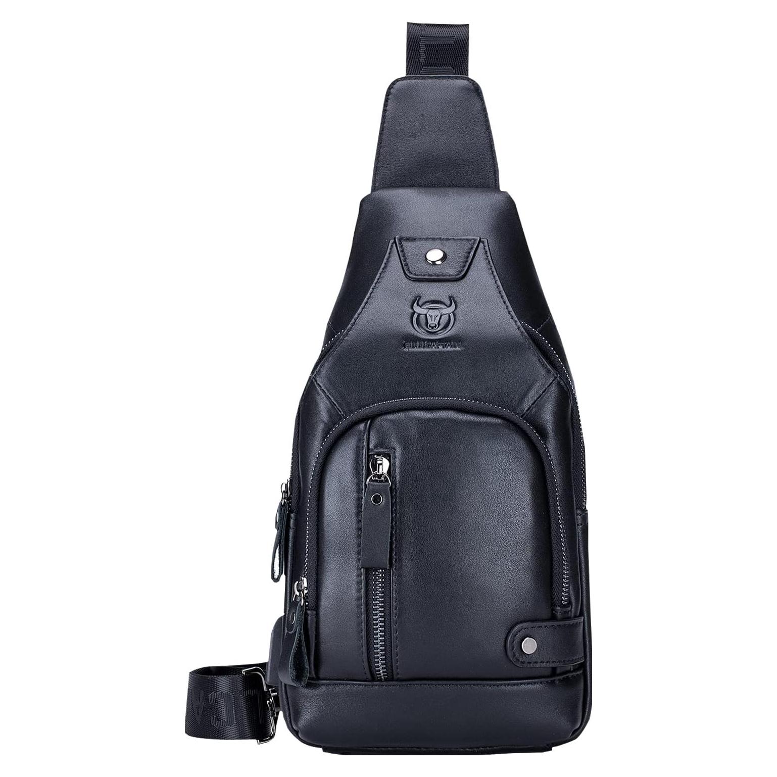 Bolsa de Mensajero de Cuero LUKZIJAES para Hombres 30x7x16cm