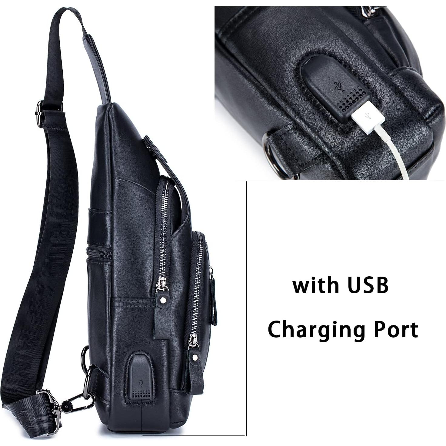 Bolsa de Mensajero de Cuero LUKZIJAES para Hombres 30x7x16cm