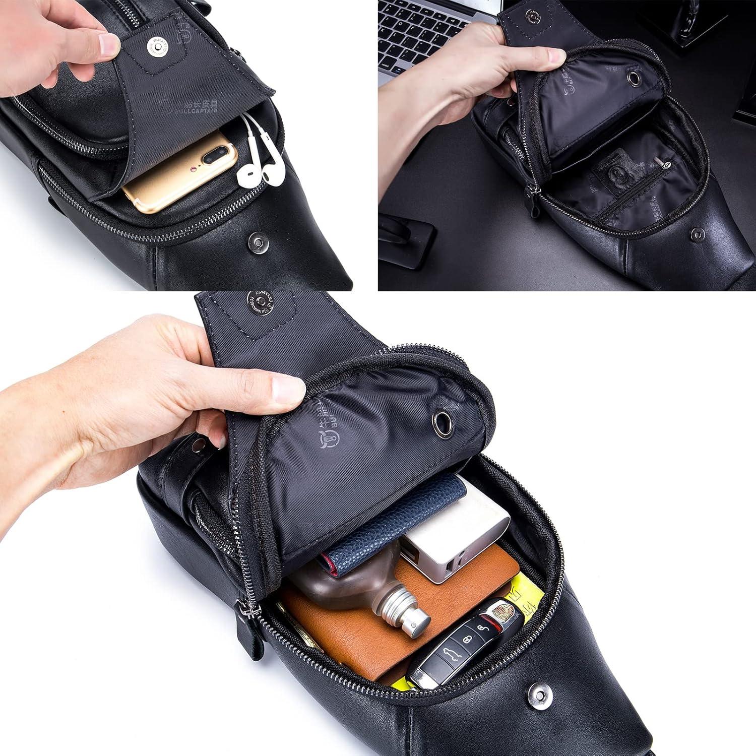 Bolsa de Mensajero de Cuero LUKZIJAES para Hombres 30x7x16cm