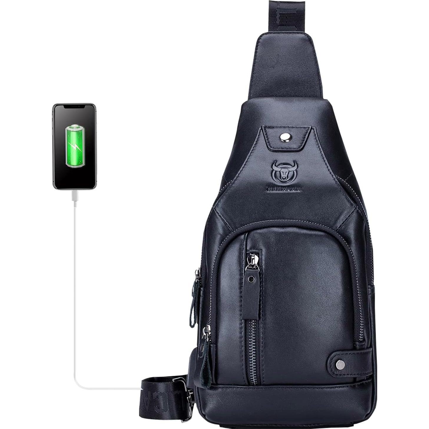 Bolsa de Mensajero de Cuero LUKZIJAES para Hombres 30x7x16cm