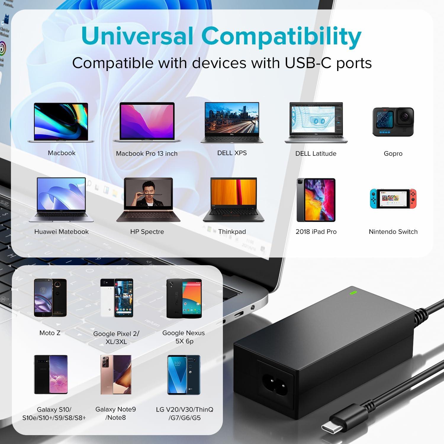 Cargador USB C 65W Powseed para Lenovo ThinkPad y Chromebook