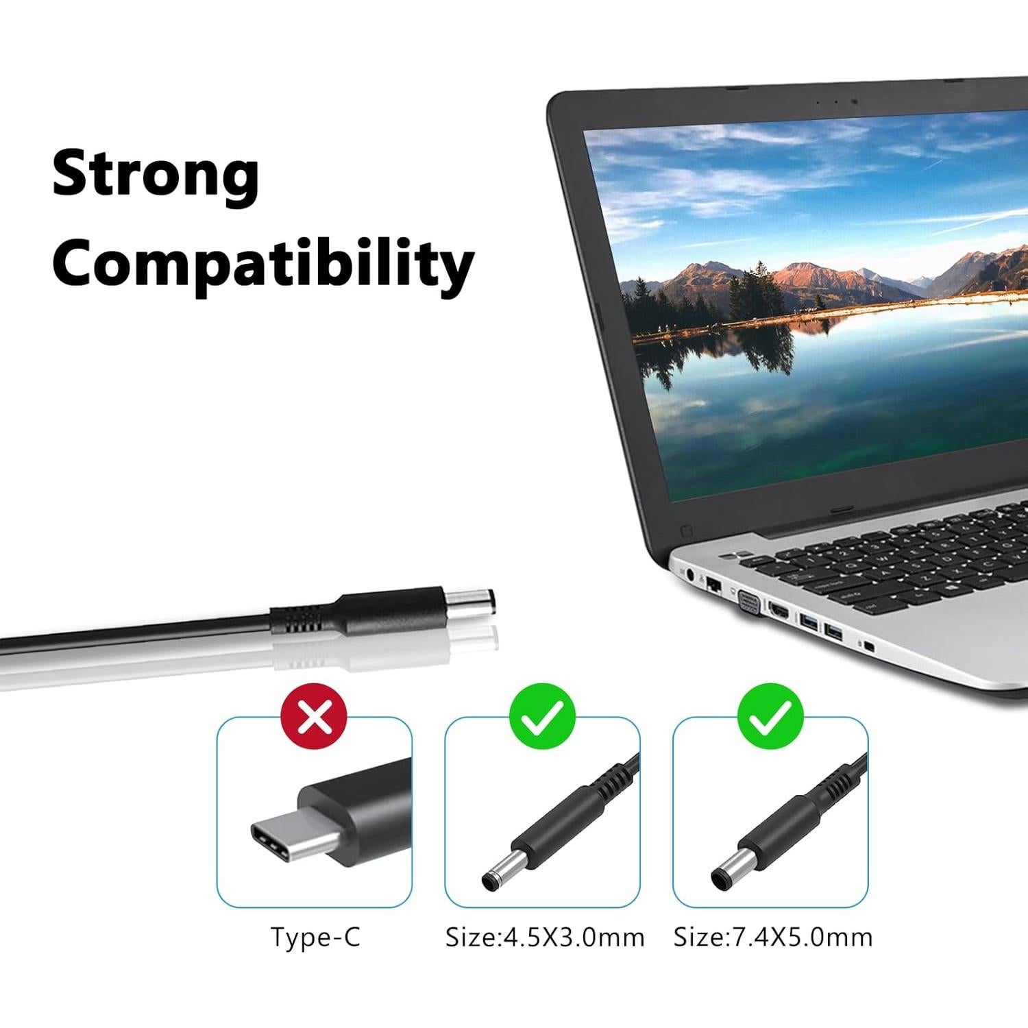 65W AC Laptop Charger Compatible with Dell Inspiron 15-3000 15-5000 15-7000 17-3000 17-5000 17-7000 13-5000 13-7000 11-3000 2 in 1 Series 3558 3181 5558 5559 5567 5100 5535 Adapter Power Cord