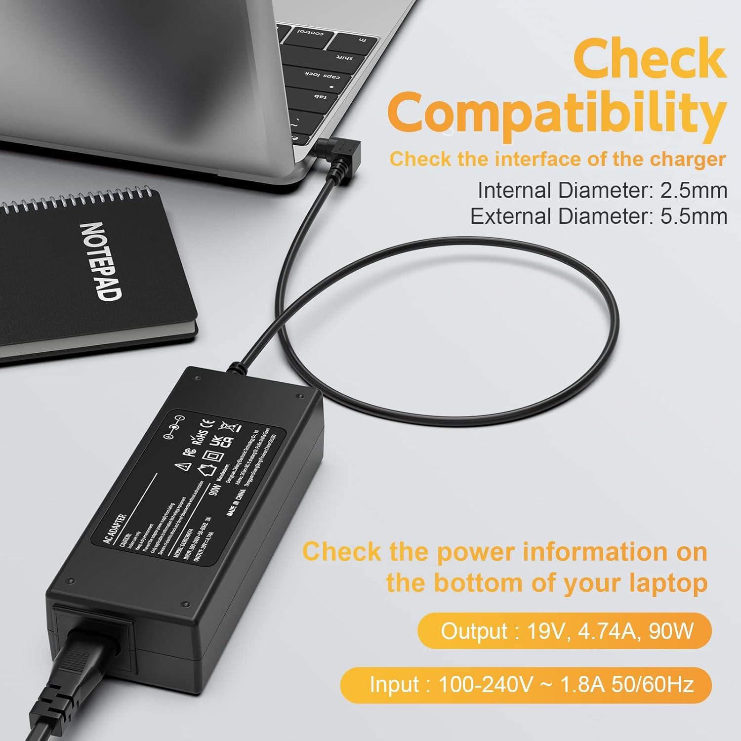 Cargador de Laptop ROLADA 90W Compatible con Toshiba Satellite