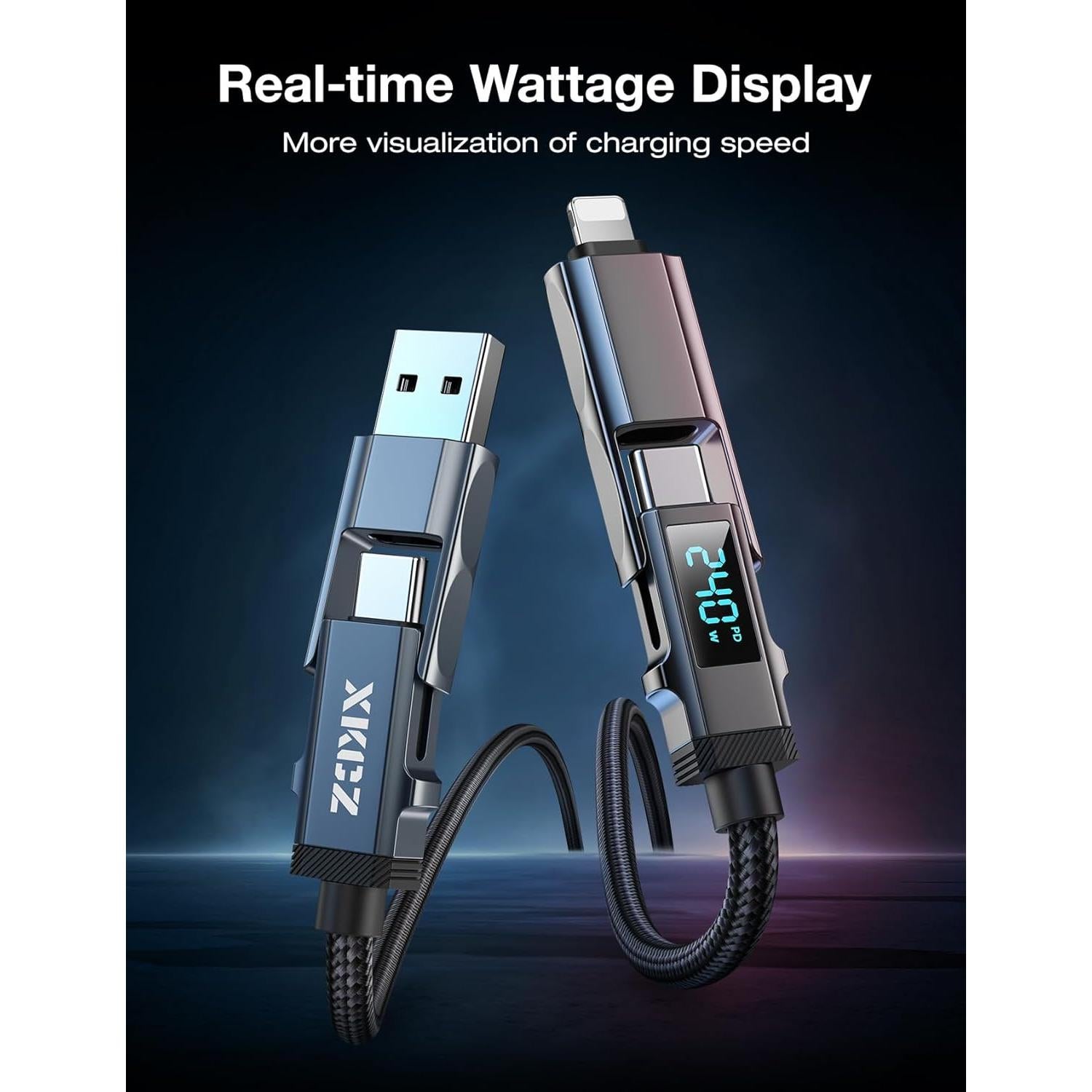 Cable USB C 4 en 1 XKCZ 240W 1.52m Carga Rápida y Datos