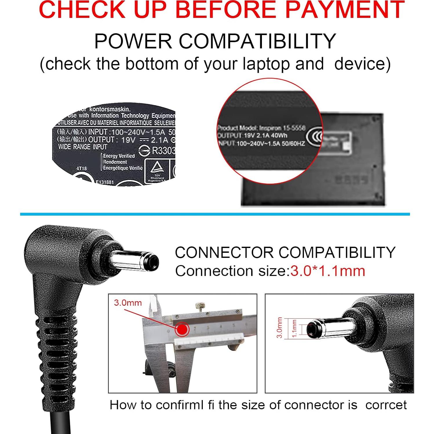 Cargador Adaptador AC 19V 2.1A para Samsung Notebook