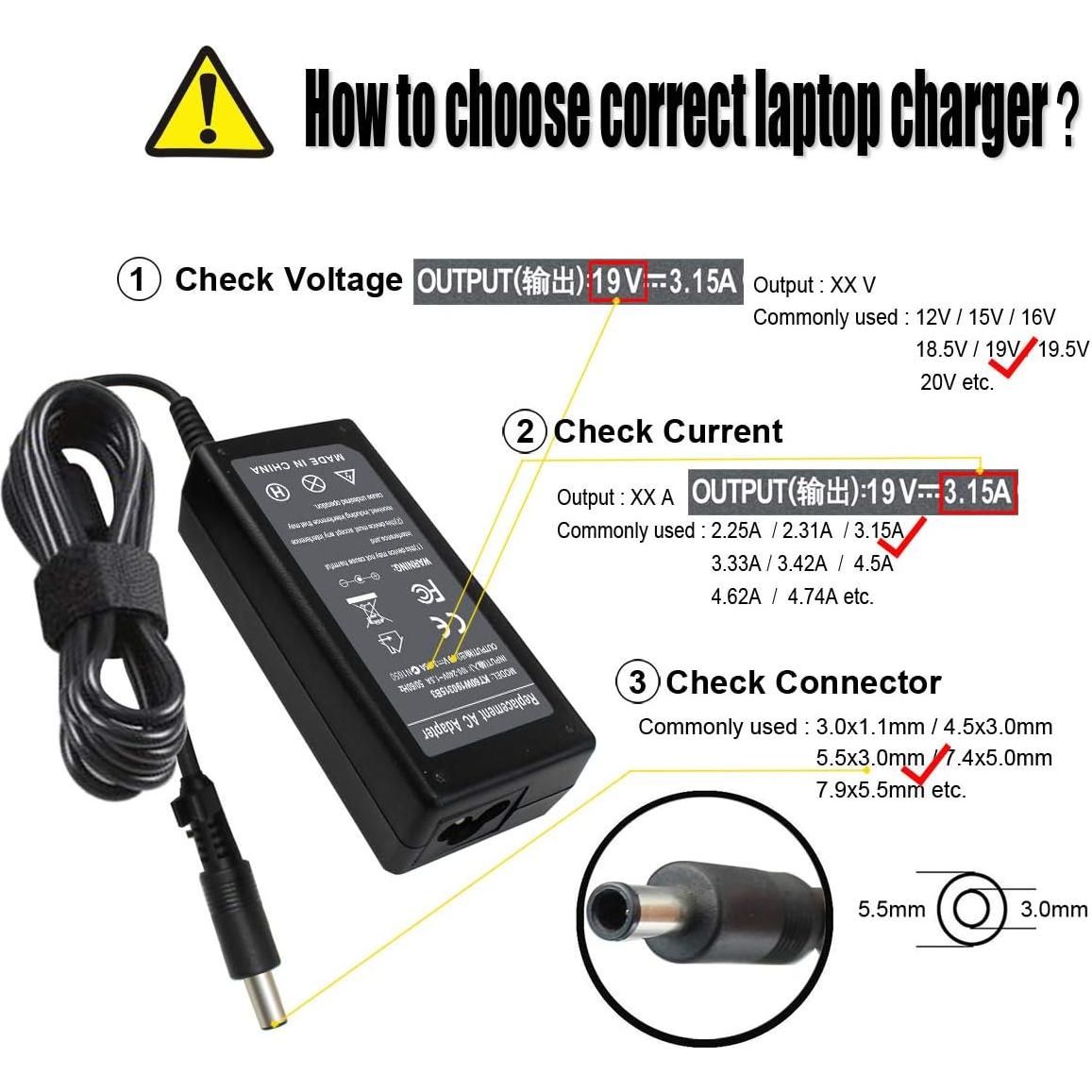 Cargador AC 60W 19V 3.15A para laptops Samsung